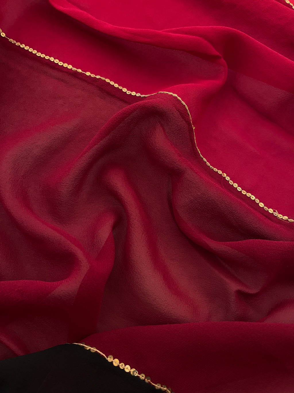 Cherry Red Georgette Saree