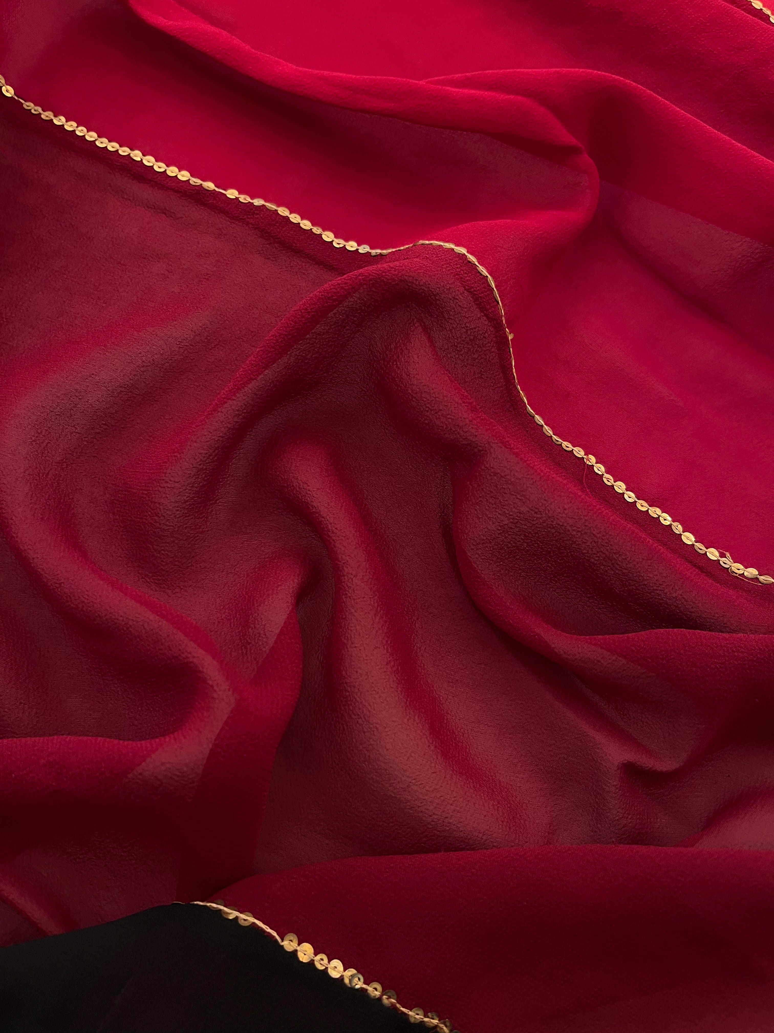 Cherry Red Georgette Saree
