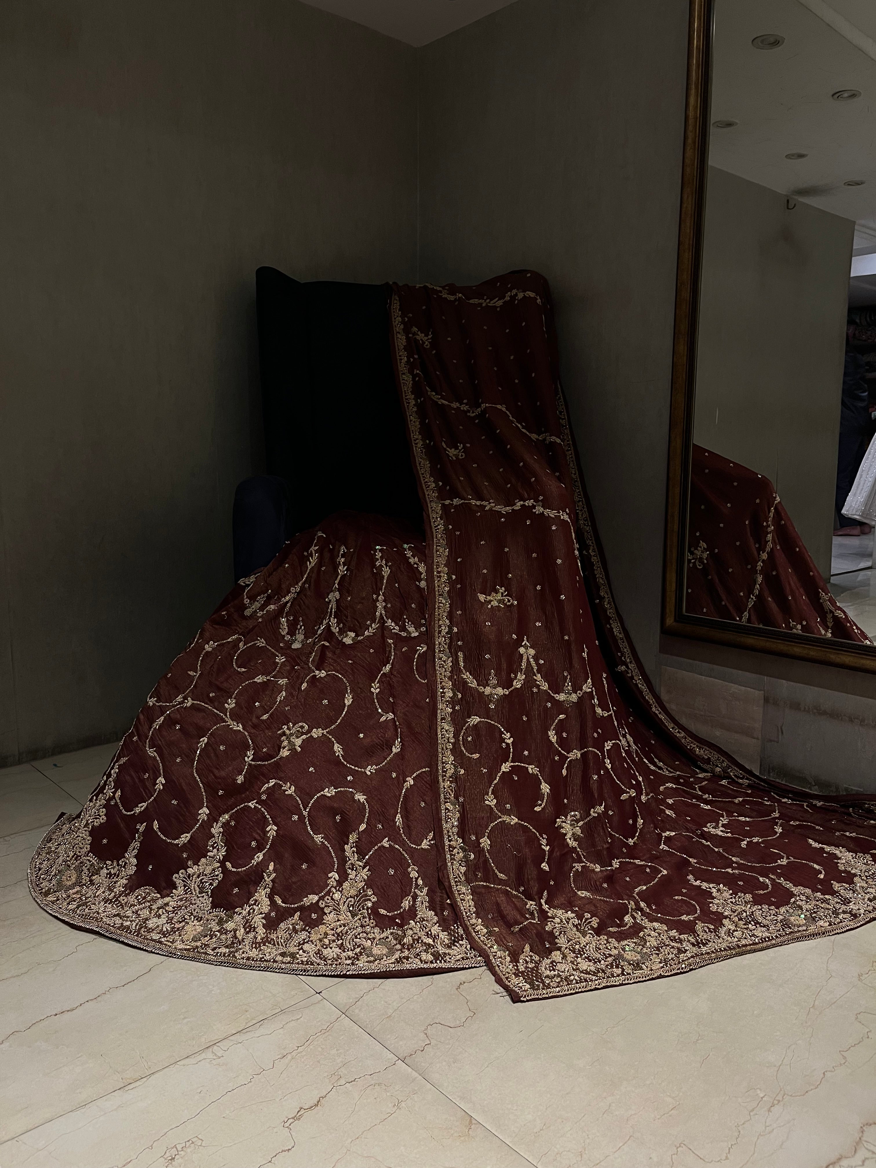 Maroon zardozi lehenga