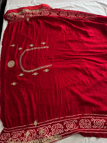 Paheli Bandhej Pure Gajji silk saree