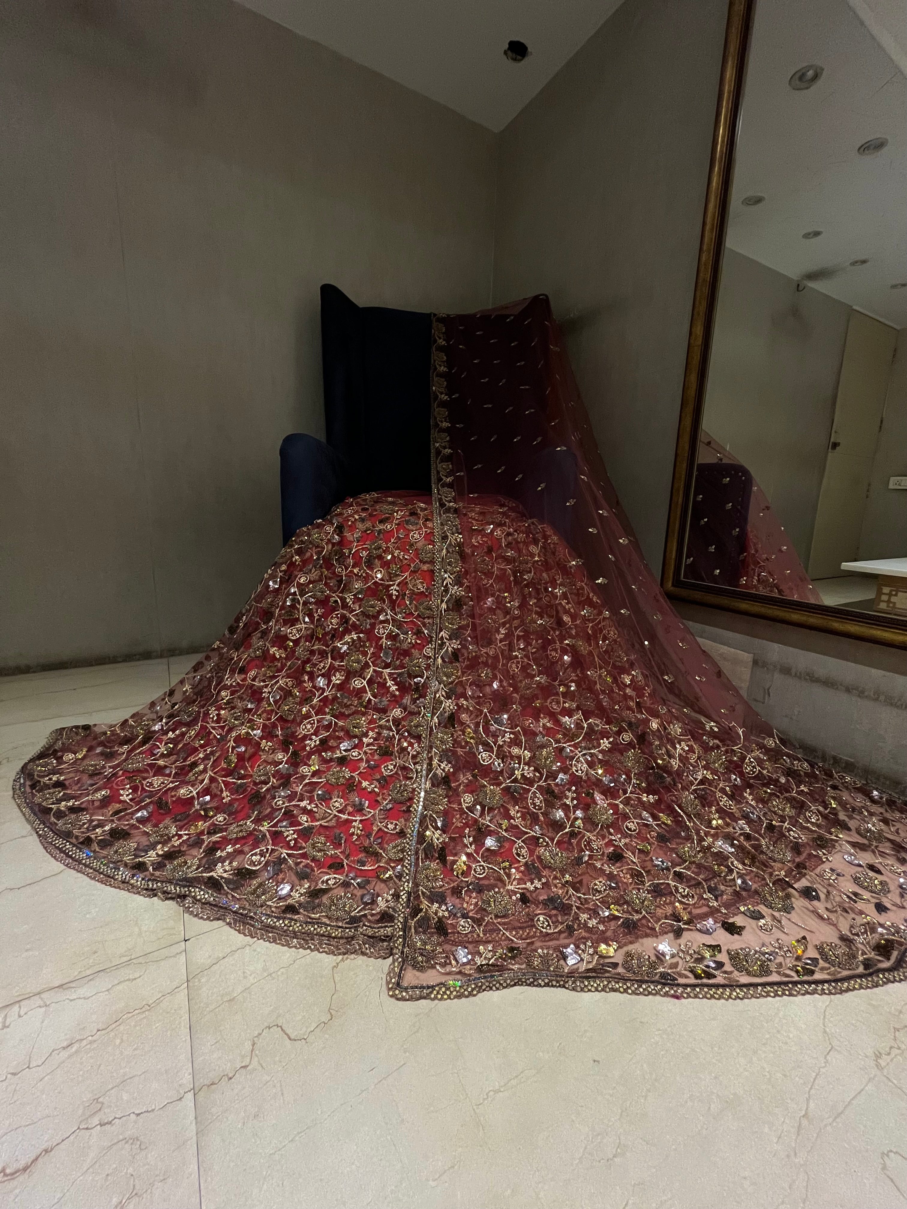Mauve Flora Net lehenga set