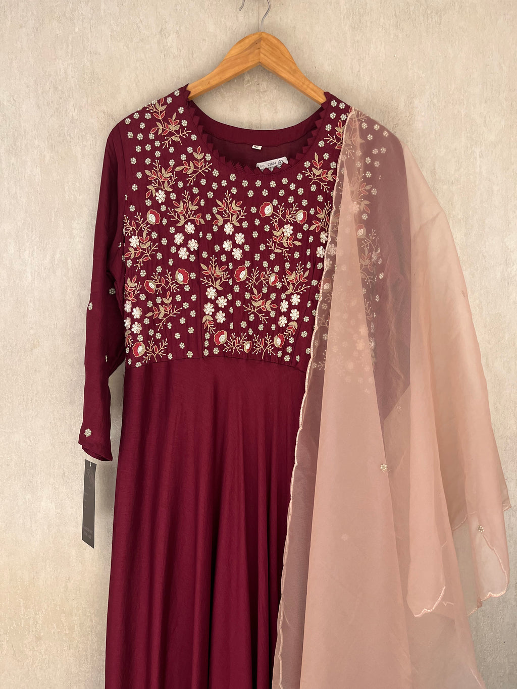 Wine and Peach Anarkali Suit
