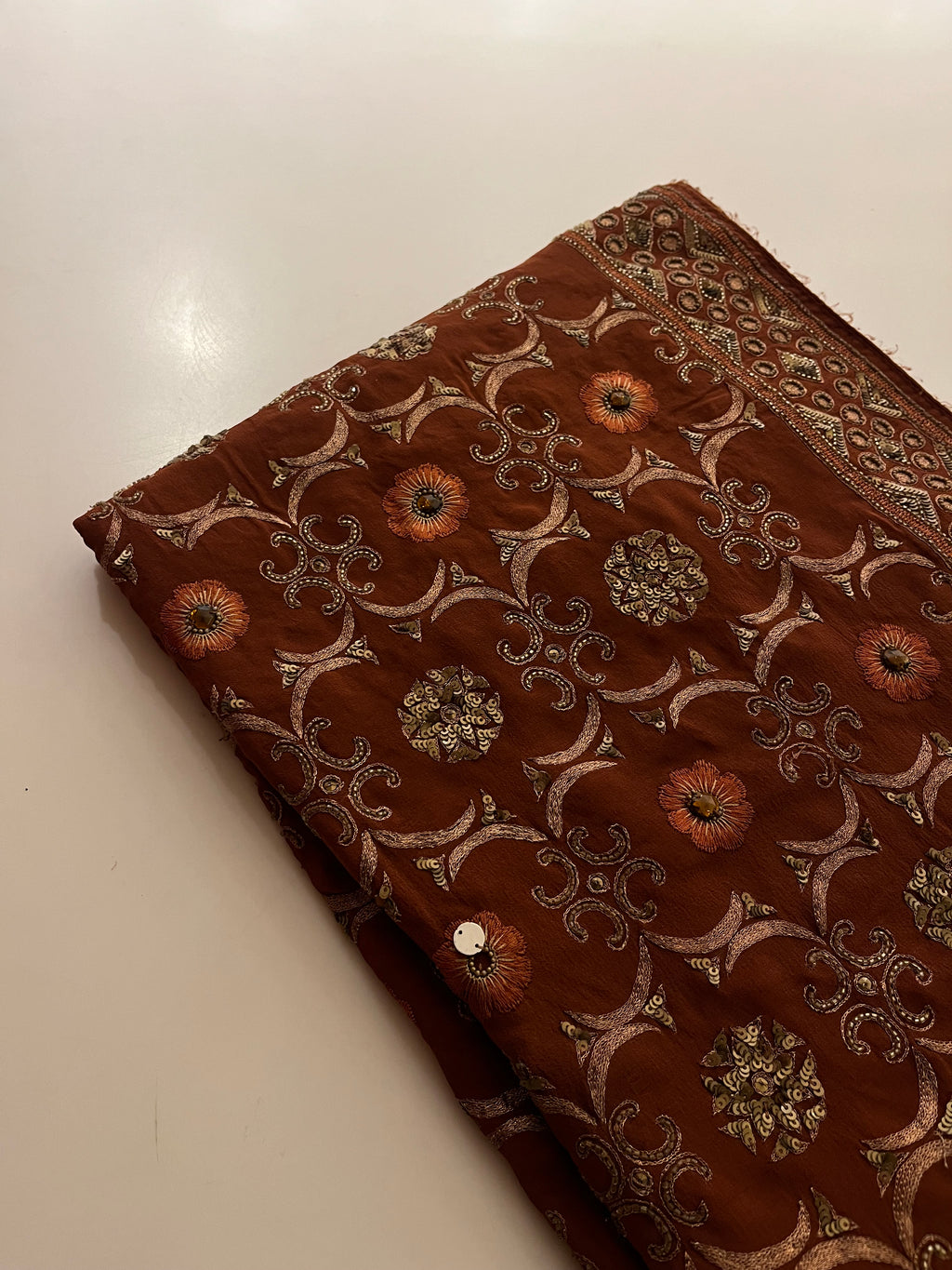 Chocolate Brown Heavy Work Saree
