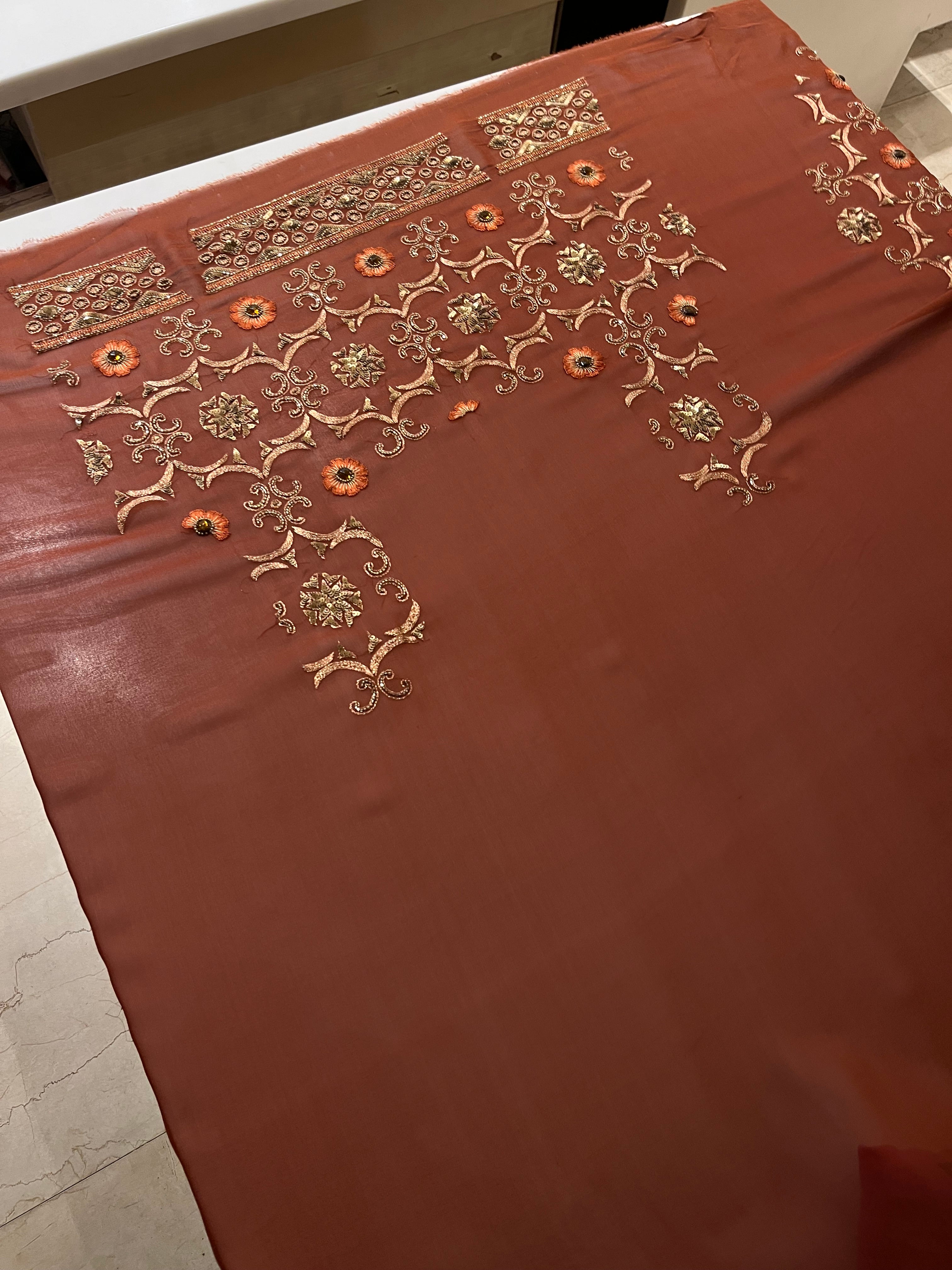 Chocolate Brown Heavy Work Saree