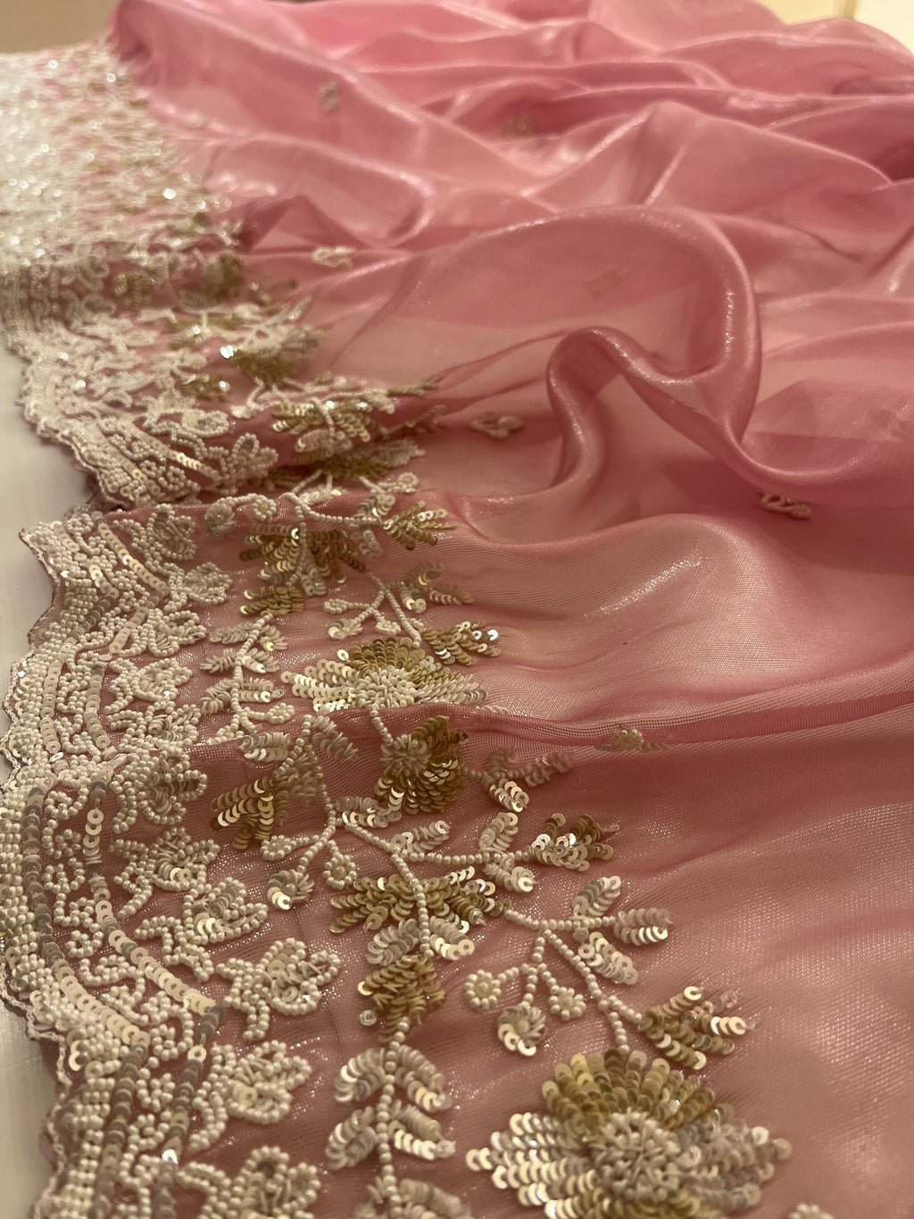 pear and sequins evening saree