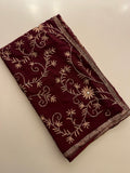 sequins and resham wine saree