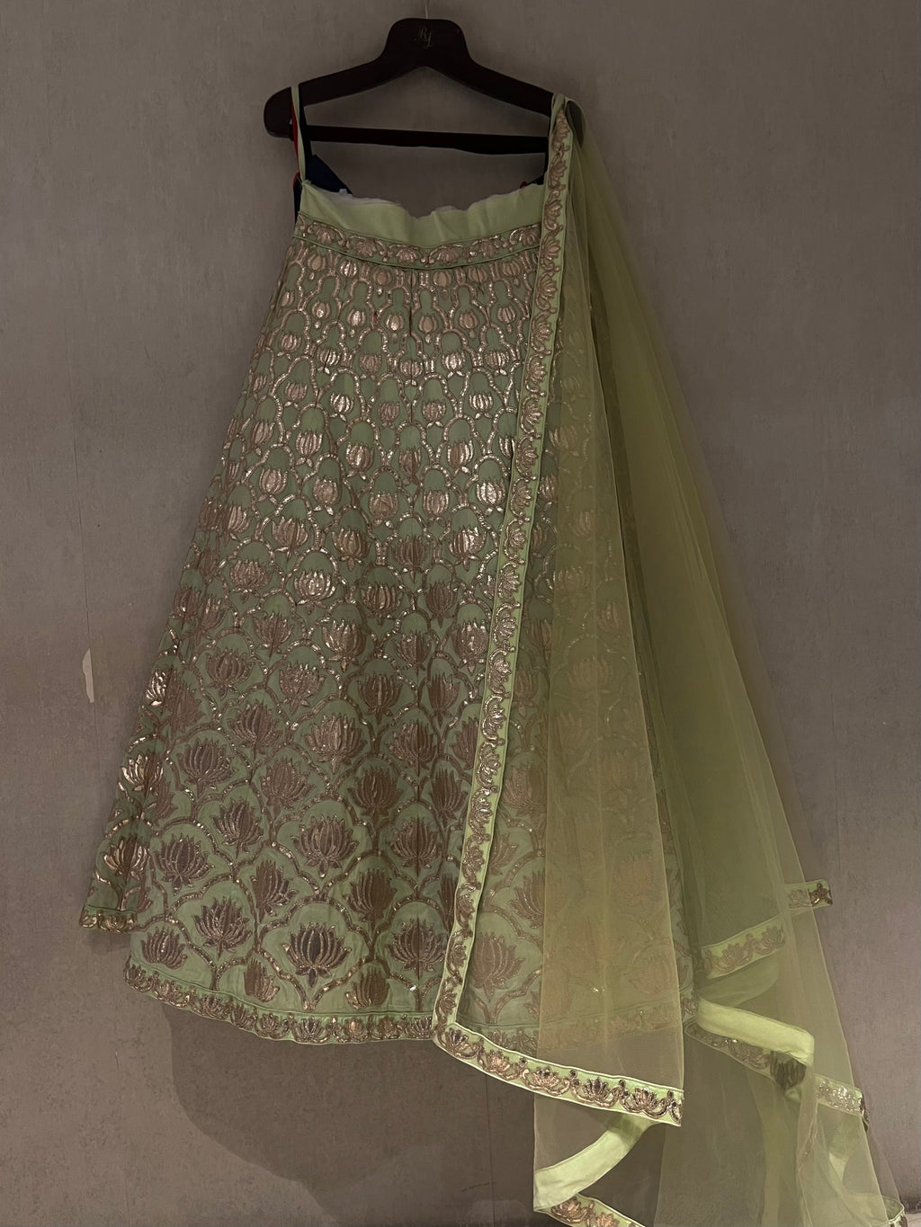 Elaichi Green lotus Lehenga Set