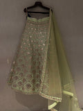 Elaichi Green lotus Lehenga Set