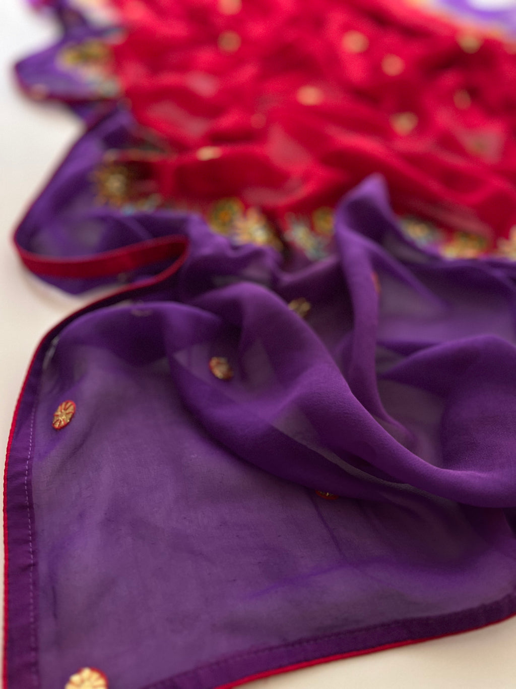 Violet & Red Georgette saree