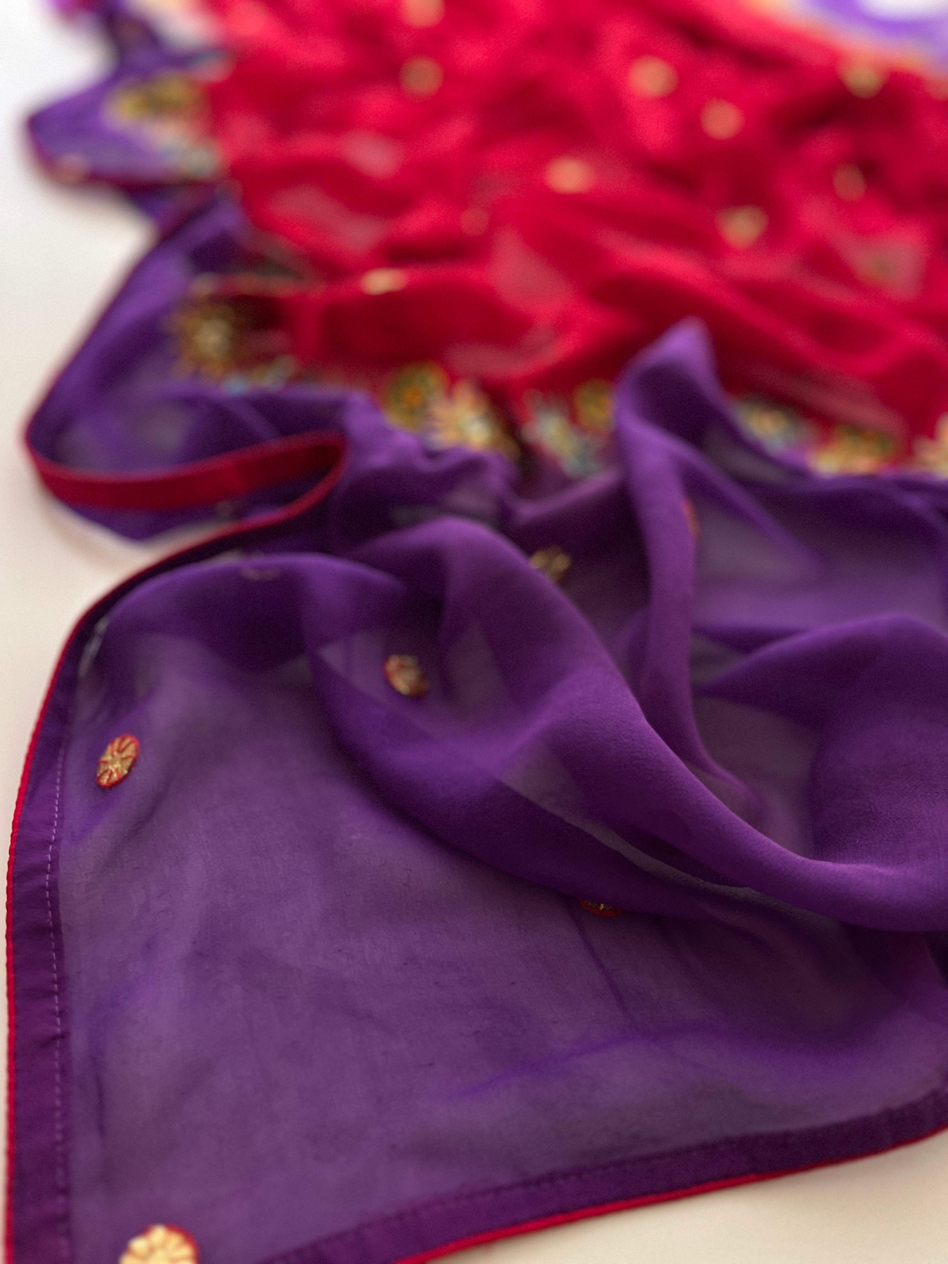 Violet & Red Georgette saree
