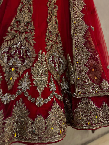 Bridal Red Zardozi lehenga set