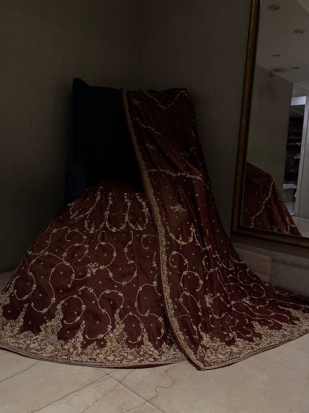 Maroon zardozi lehenga