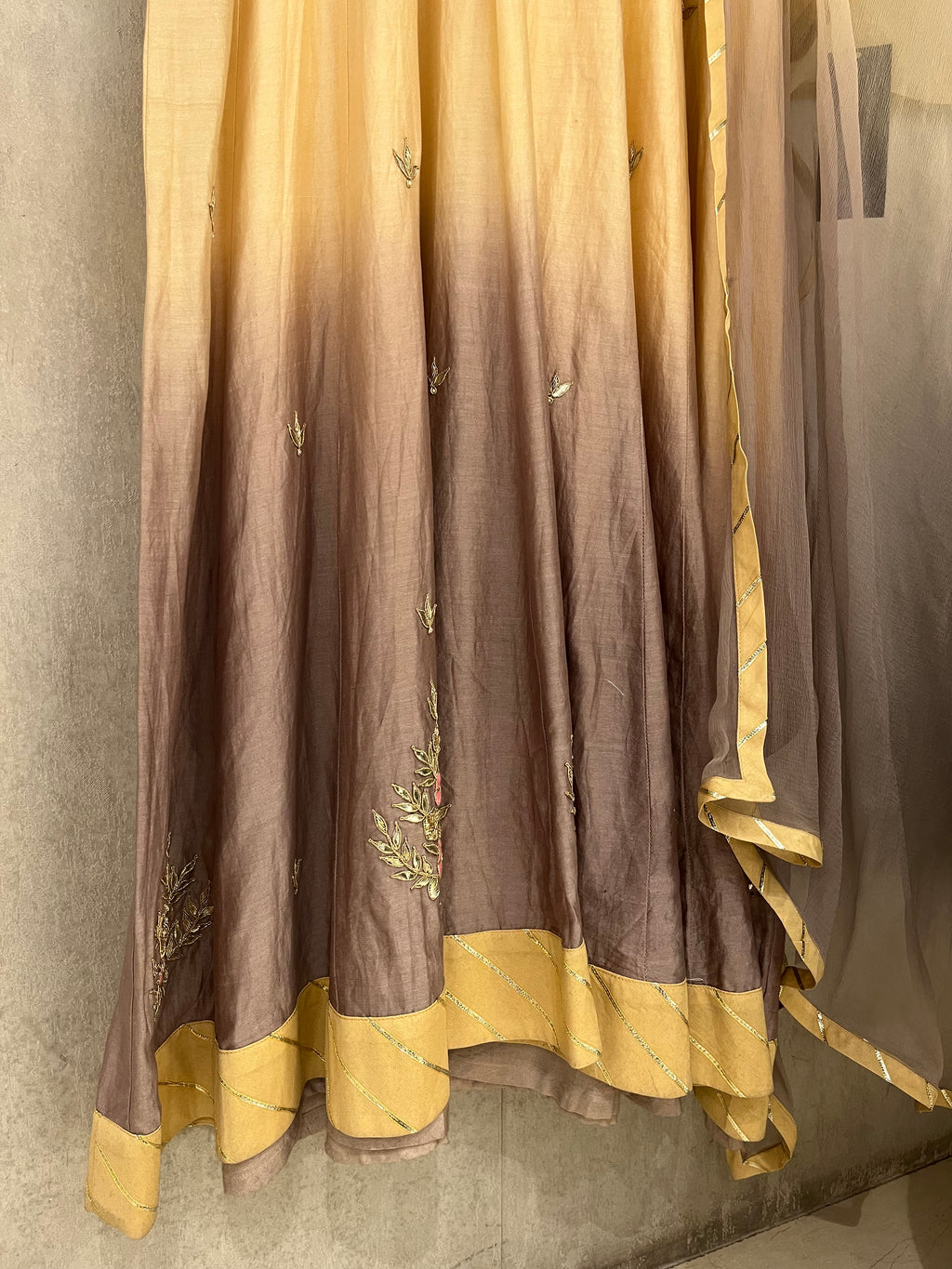 Crème and Brown Ombré Anarkali Suit