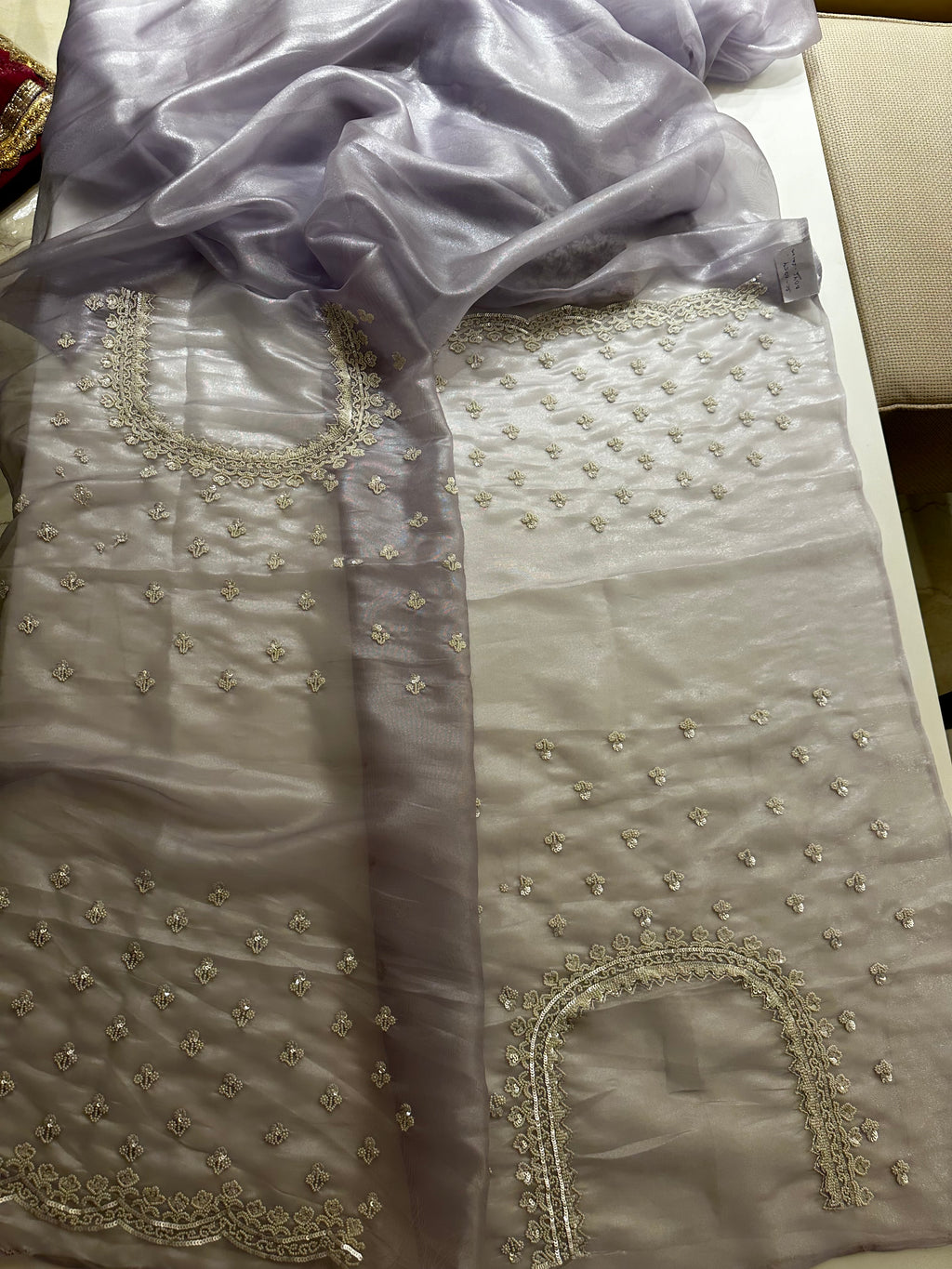 Mauve Tissue Handwork saree