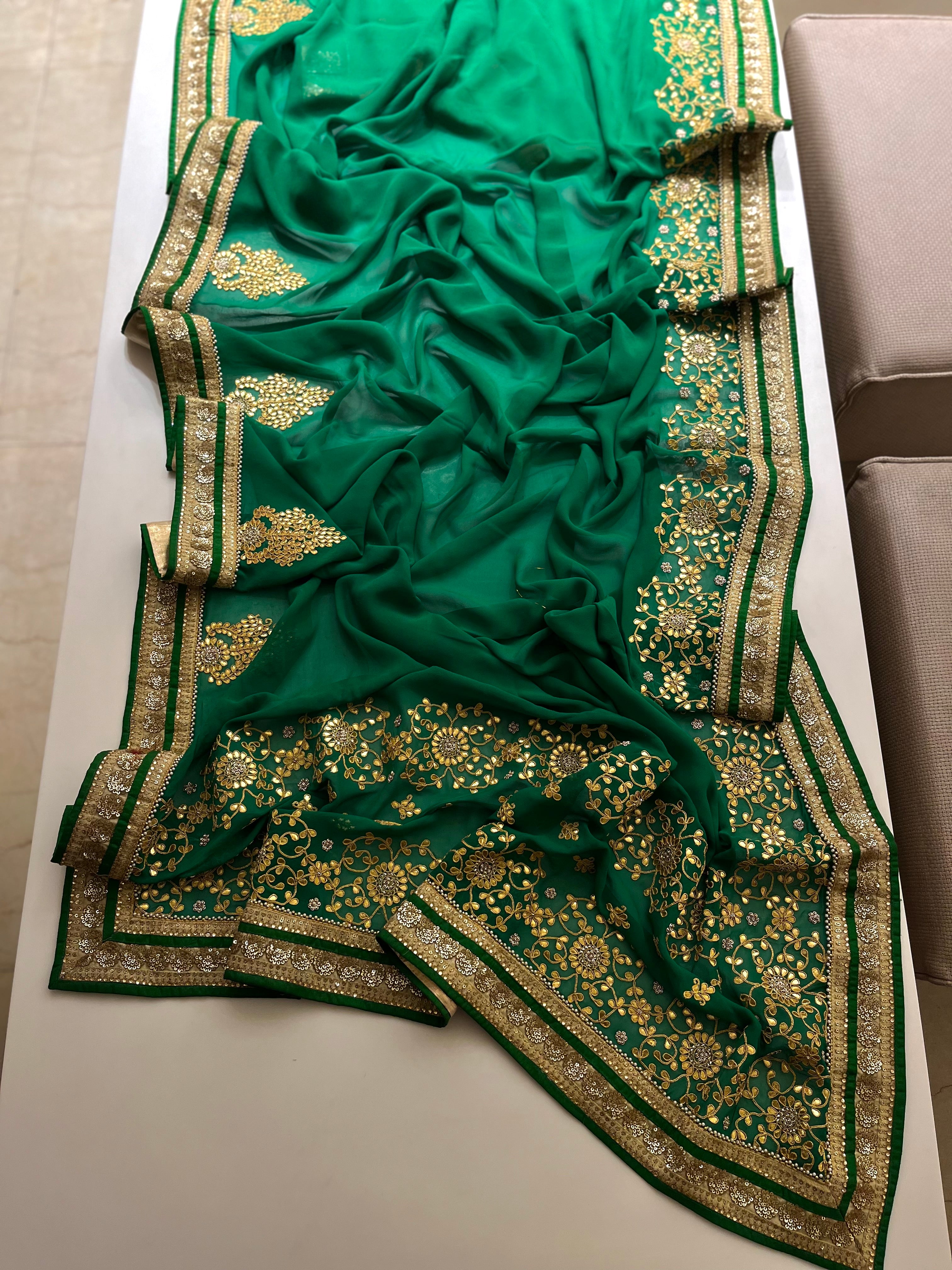 madhuri dixit designer half-half saree