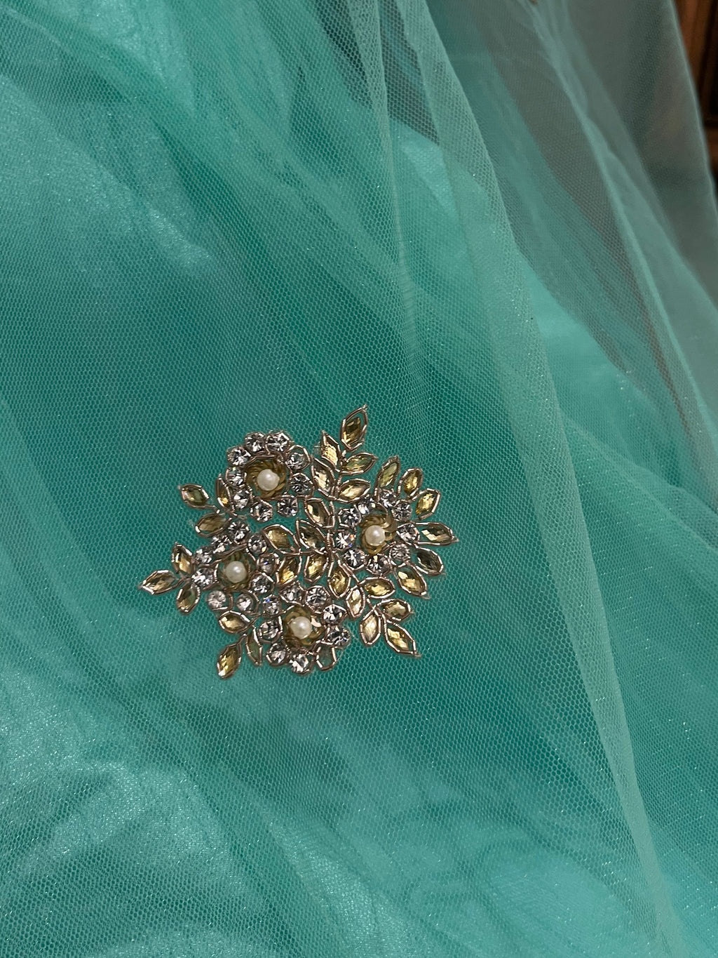 Aqua Blue Net lehenga set