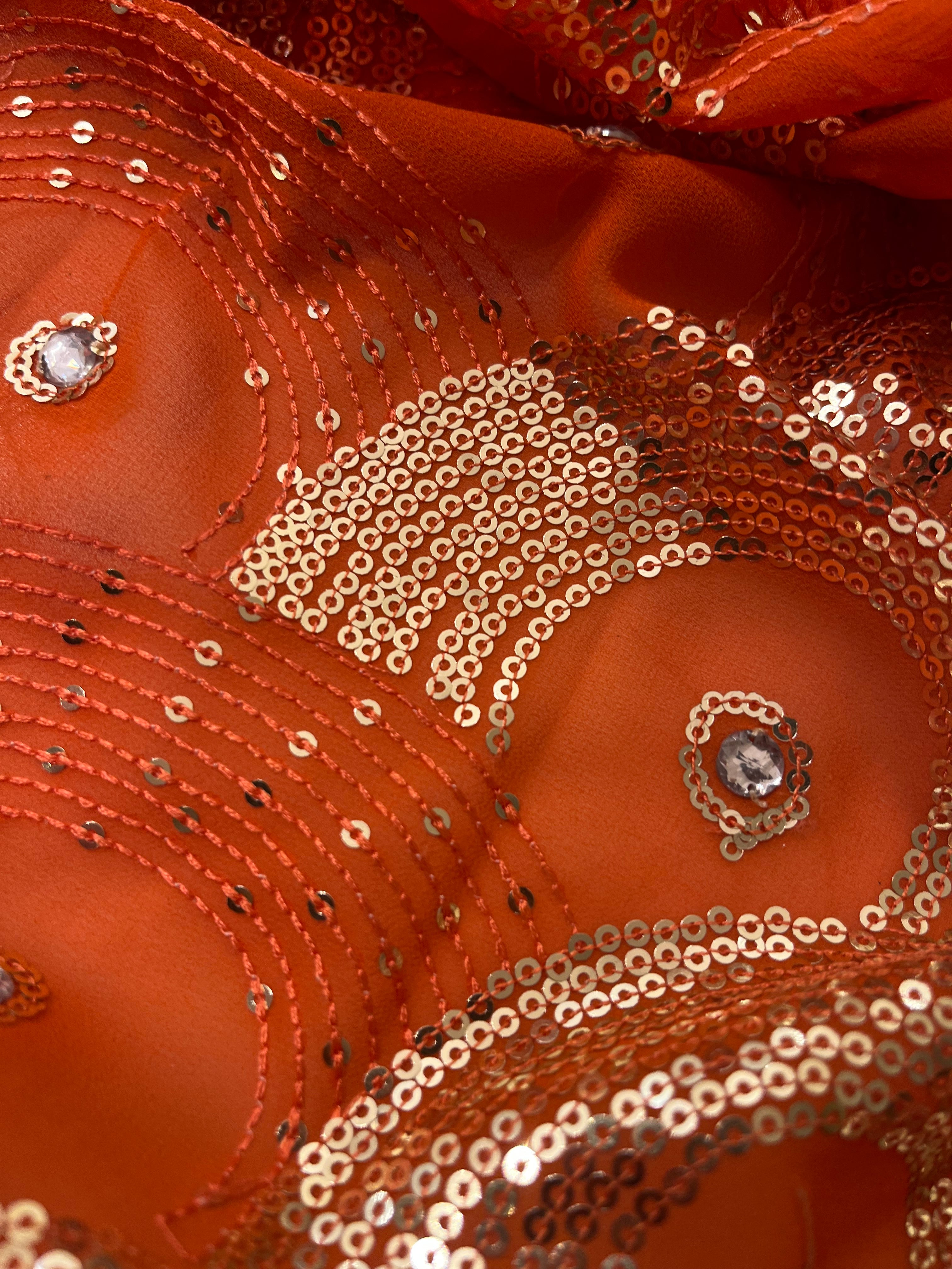 Rust Orange Saree