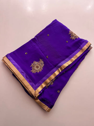 Royal Violet Pure georgette saree