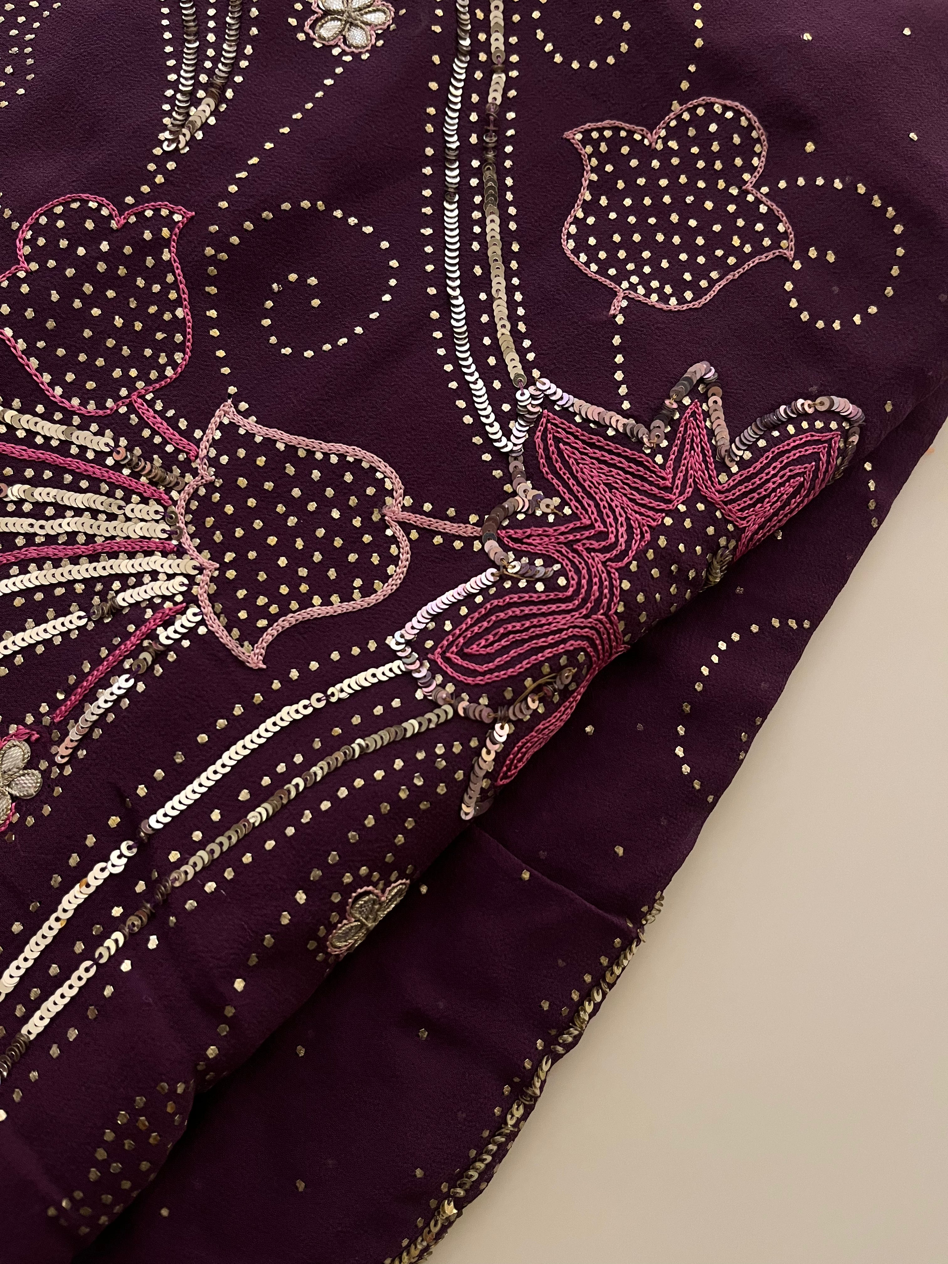 Grape Pure Georgette Saree