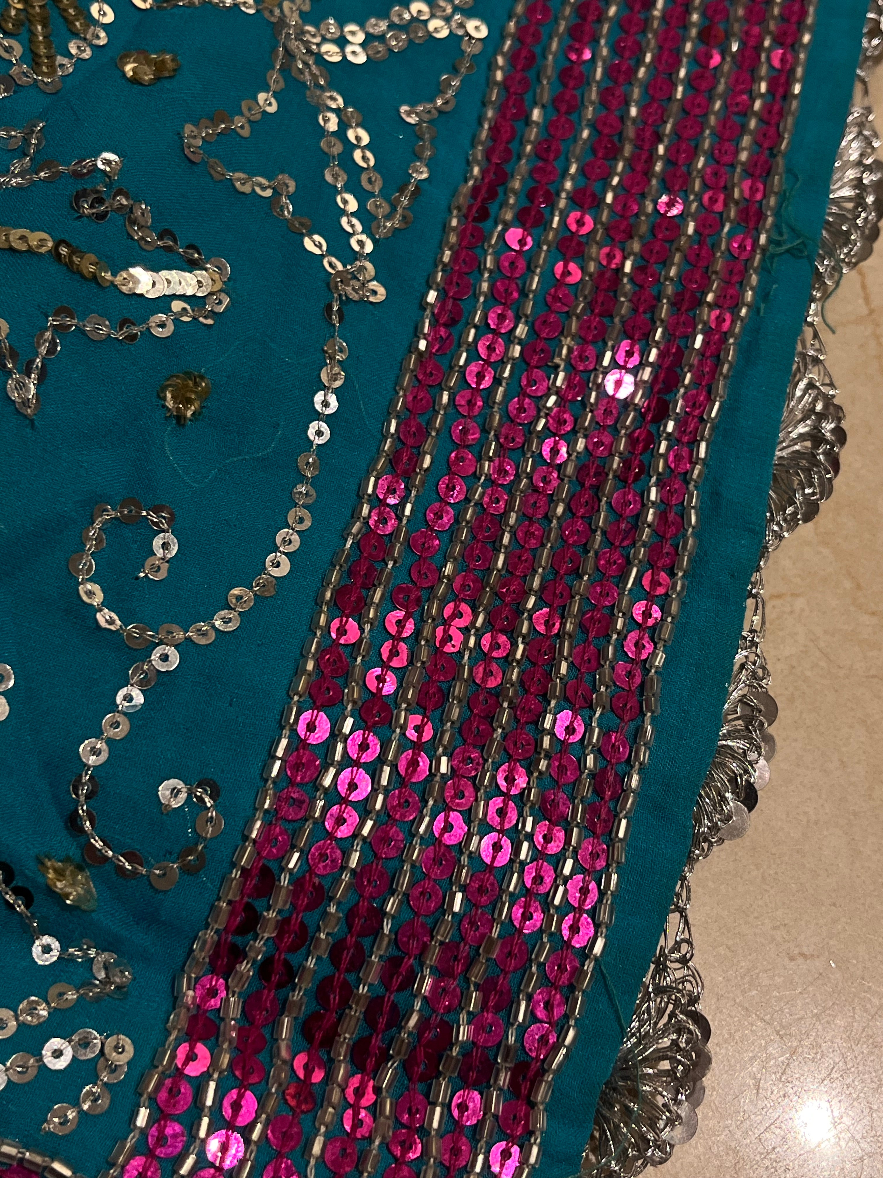 Firozi & Magenta Lehenga Set