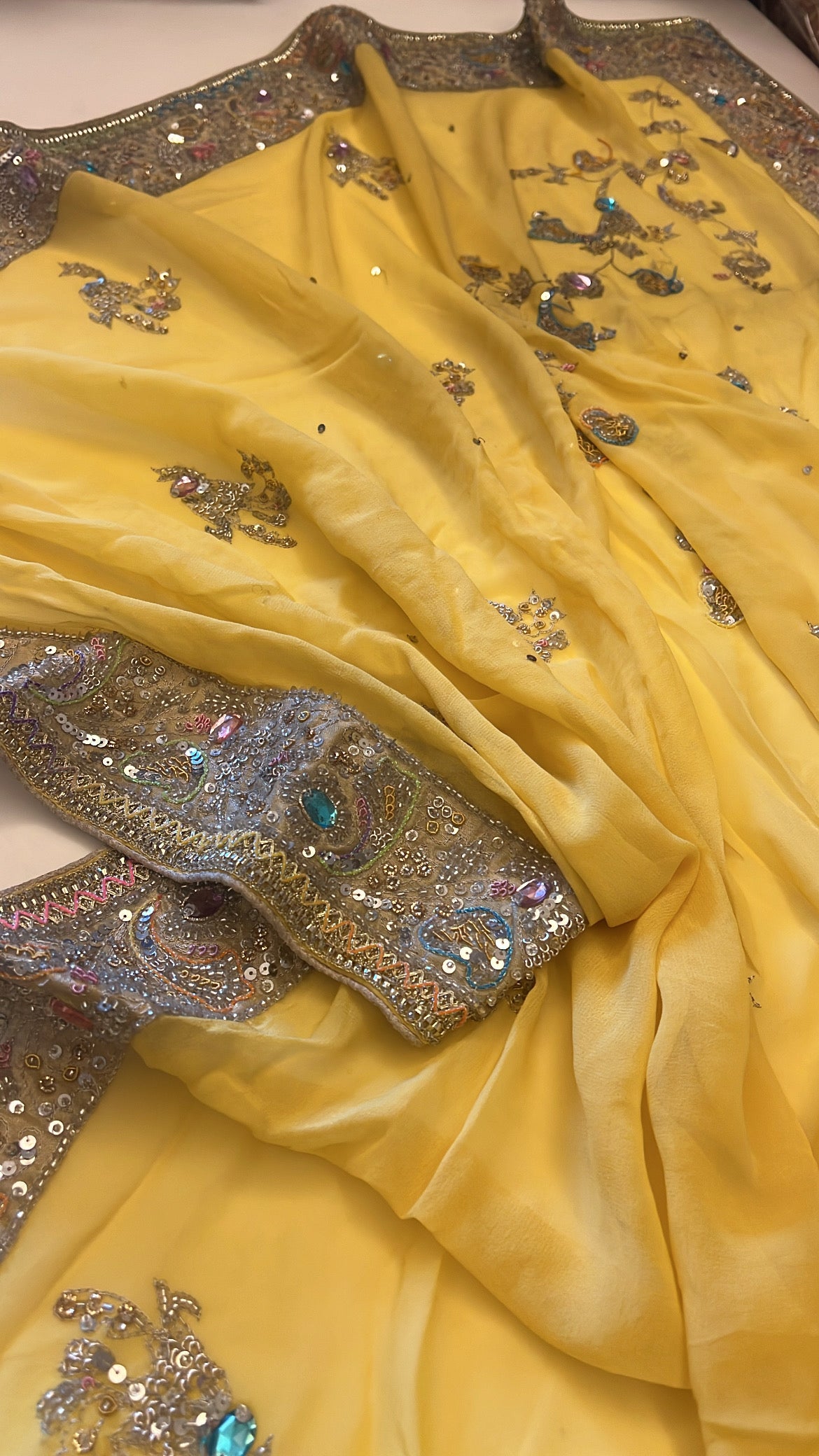 Haldi yellow pure georgette