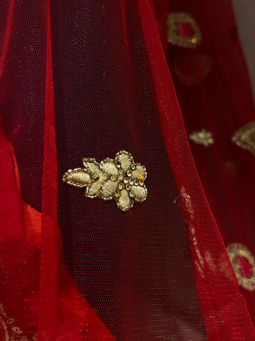 Red and Golden heavy stone lehenga Set