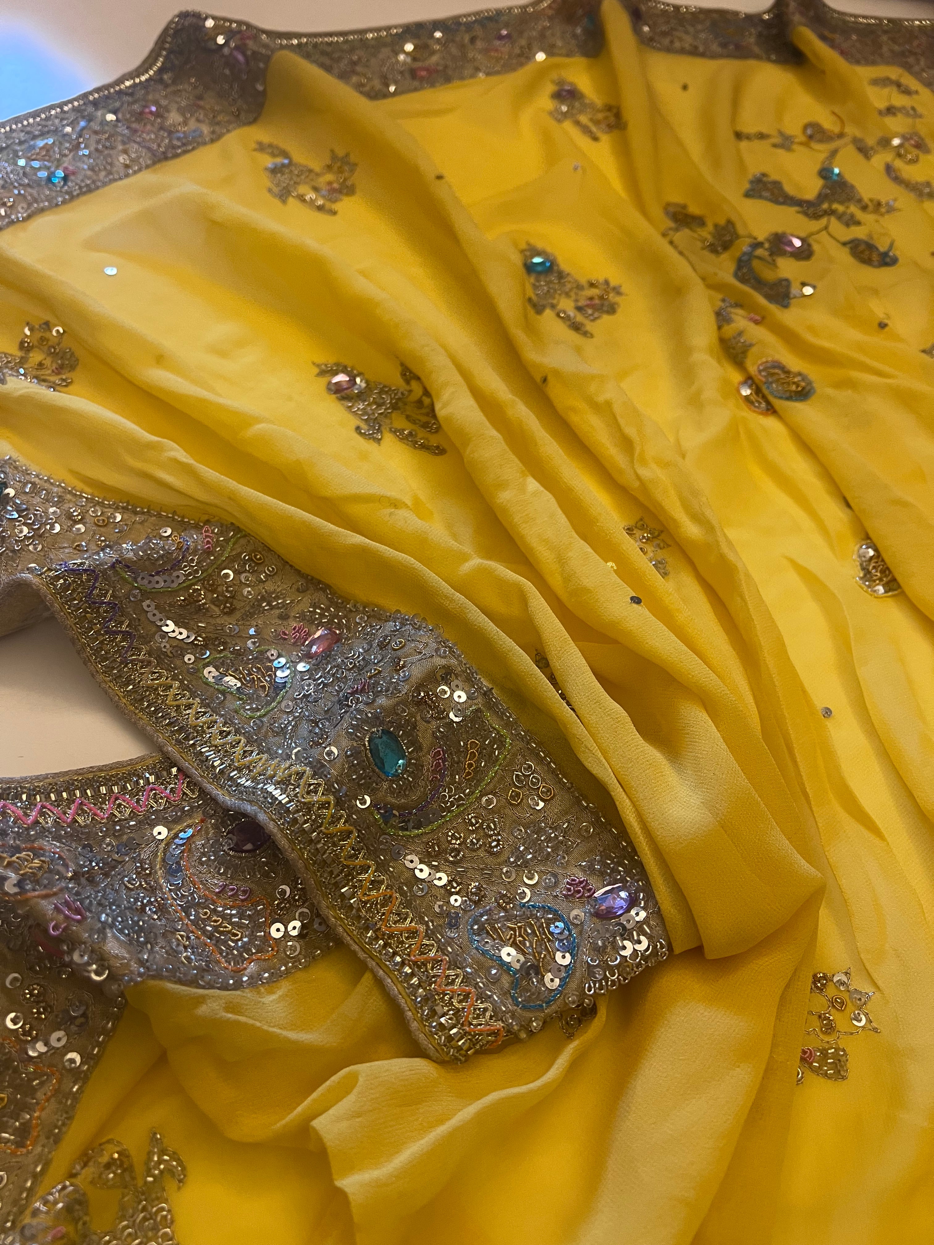 Haldi yellow pure georgette