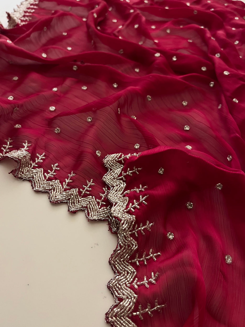 Rose Pink crystal Saree