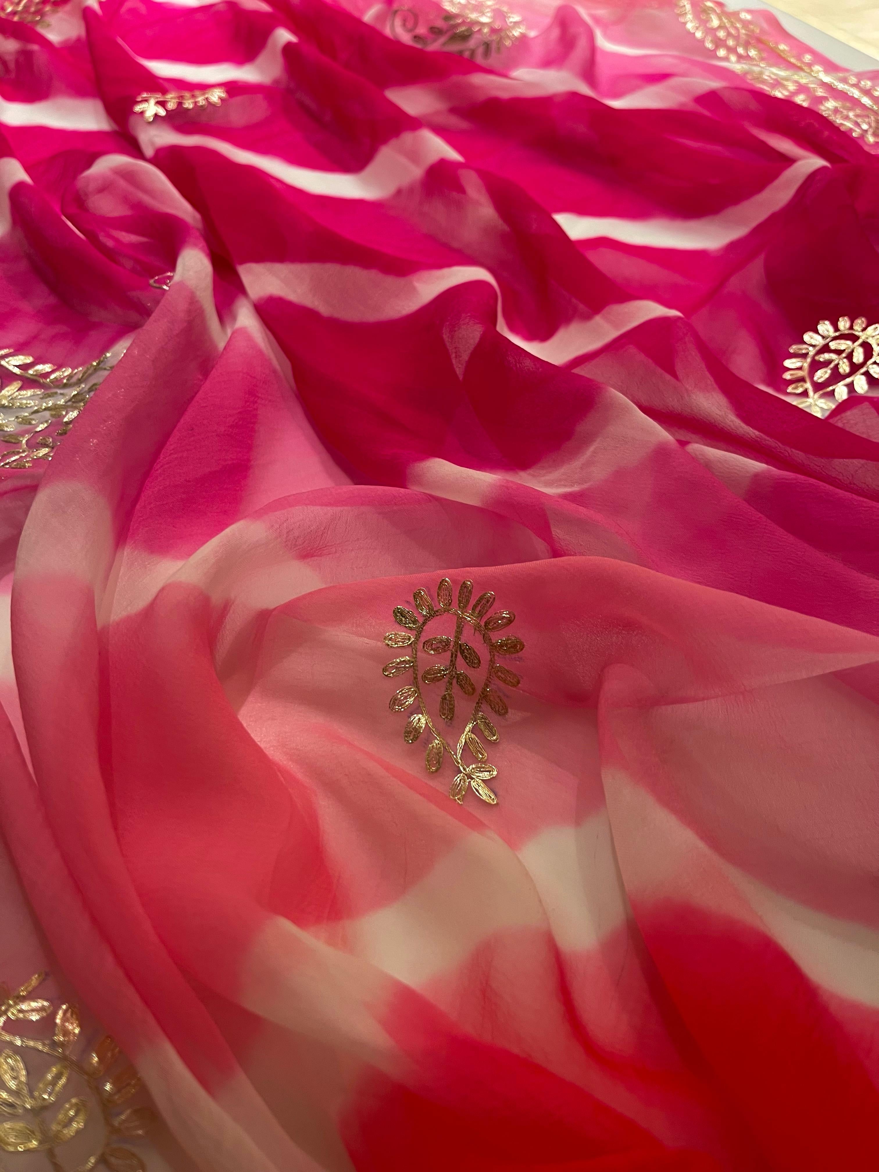 Lehriya handwork saree
