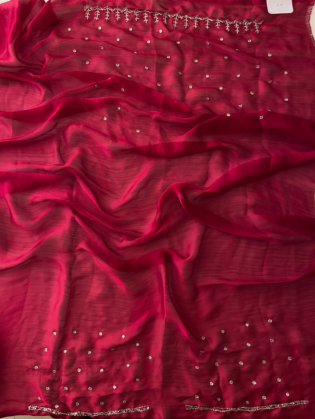 Rose Pink crystal Saree