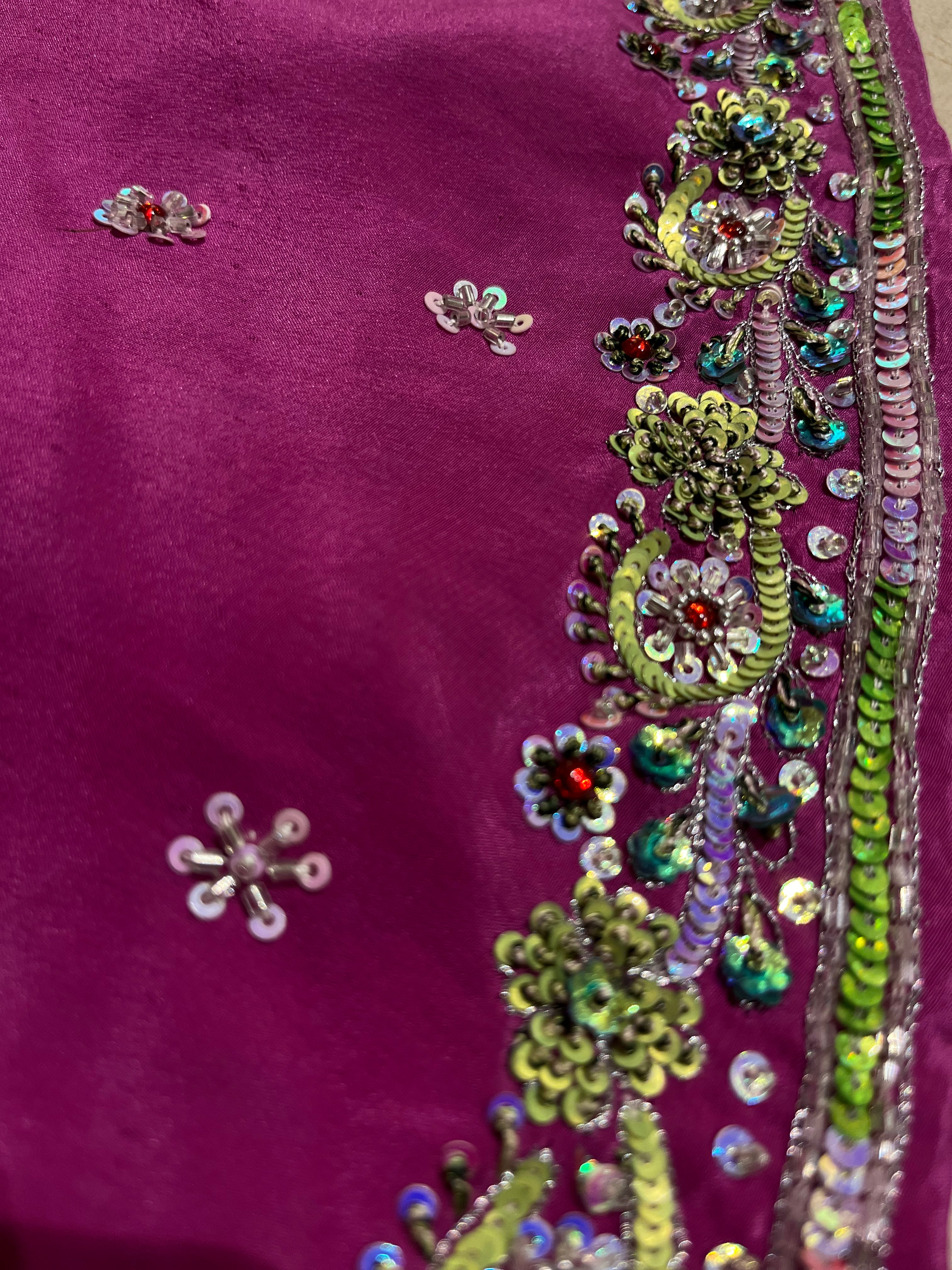 Magenta Unstitched Lehenga Set