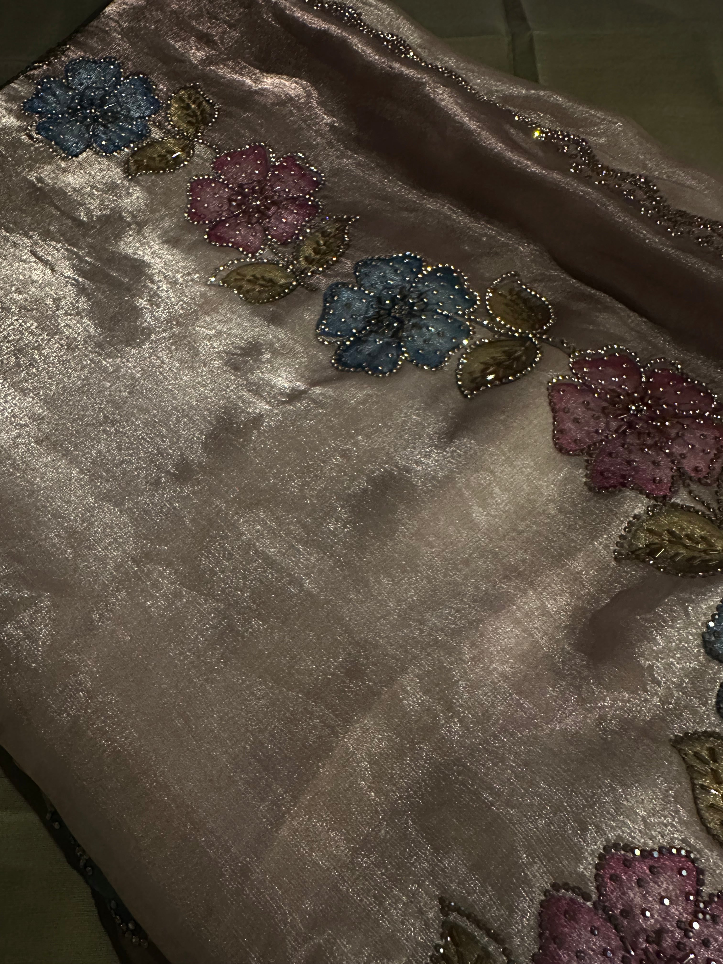 Angelic Flora Gold Swarovski Saree