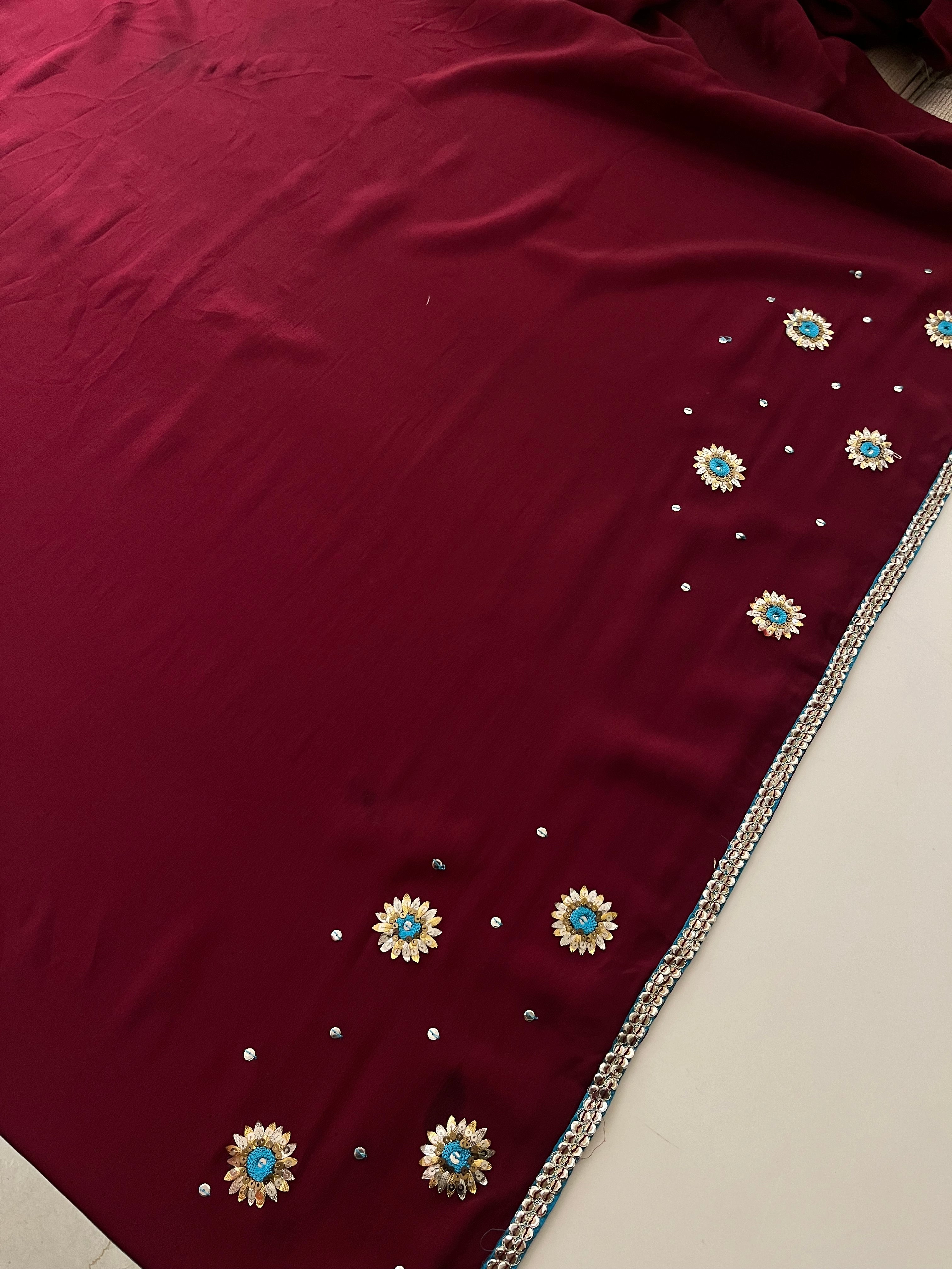 Elegant Wine Red Saree