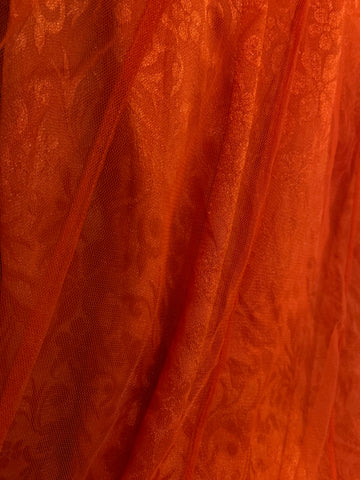 Rust Orange Net Lehenga Set