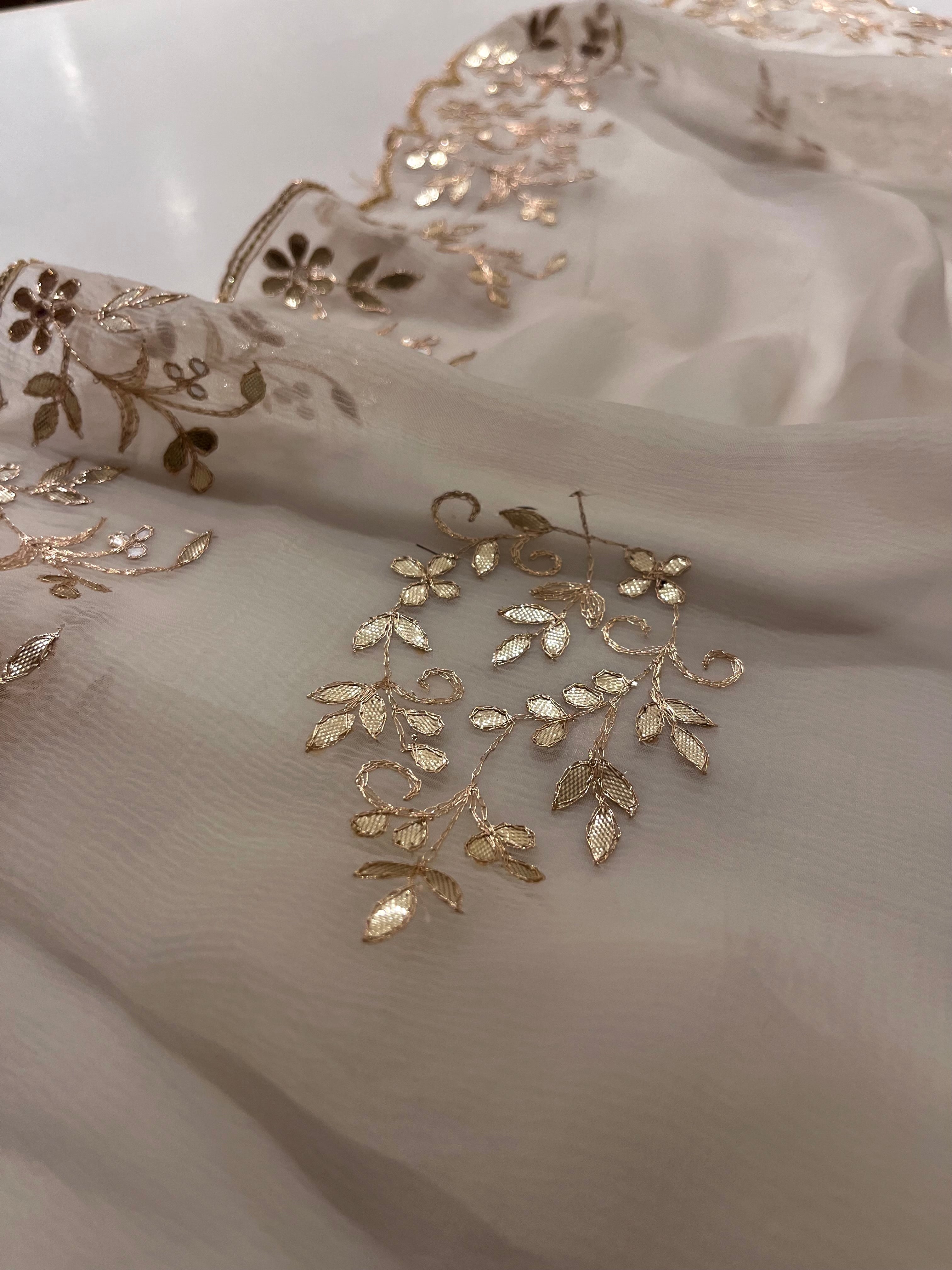 Ivory Traditional Gotta Saree