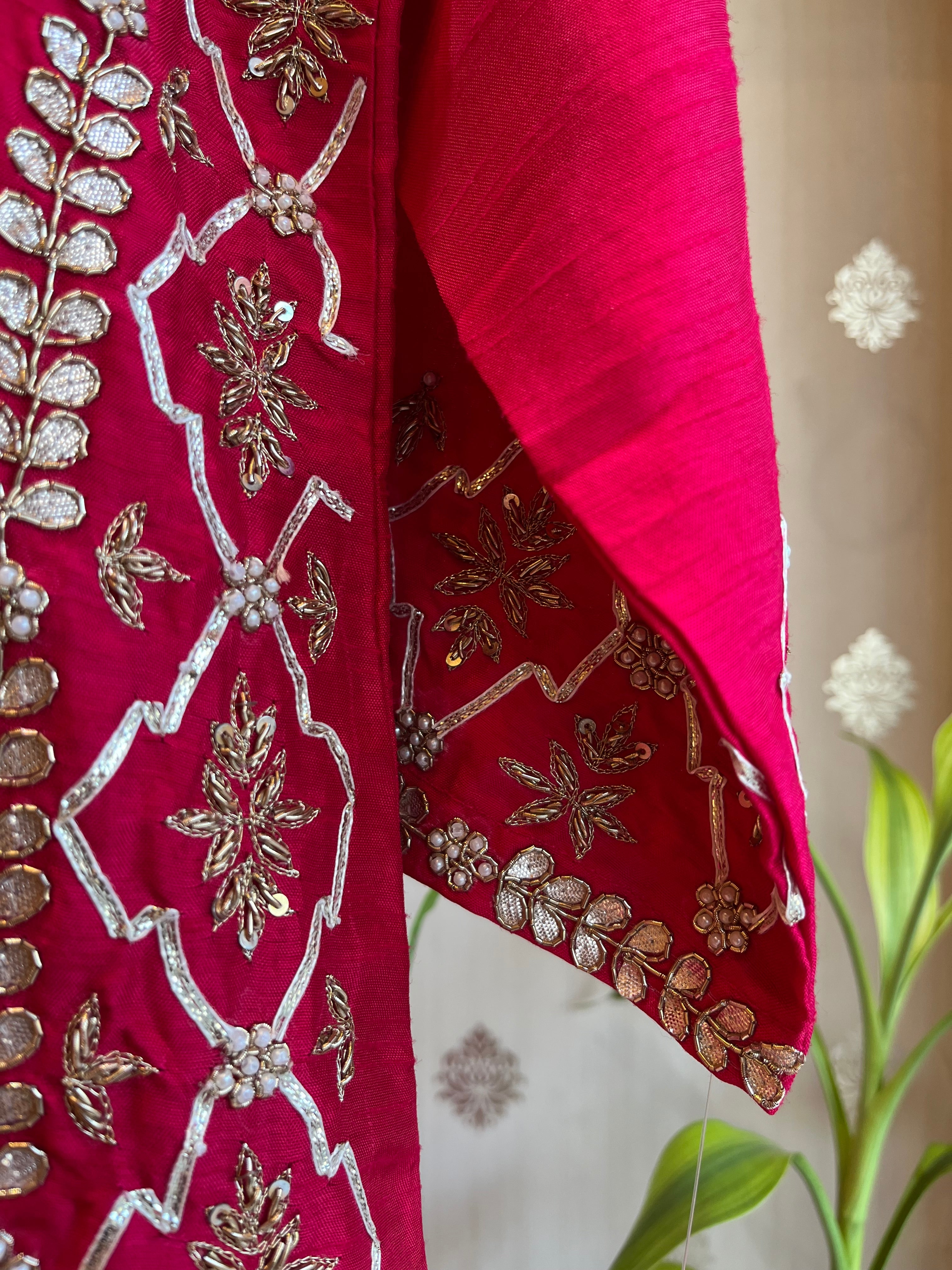 magenta gotta patti suit set