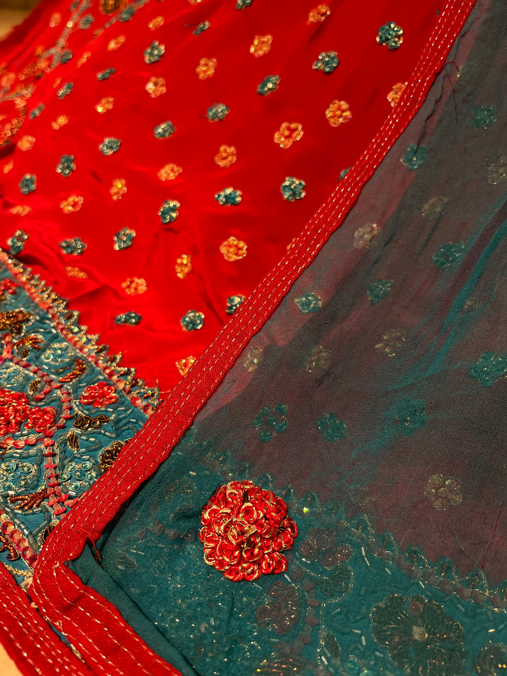 Flora In Red Lehenga Set