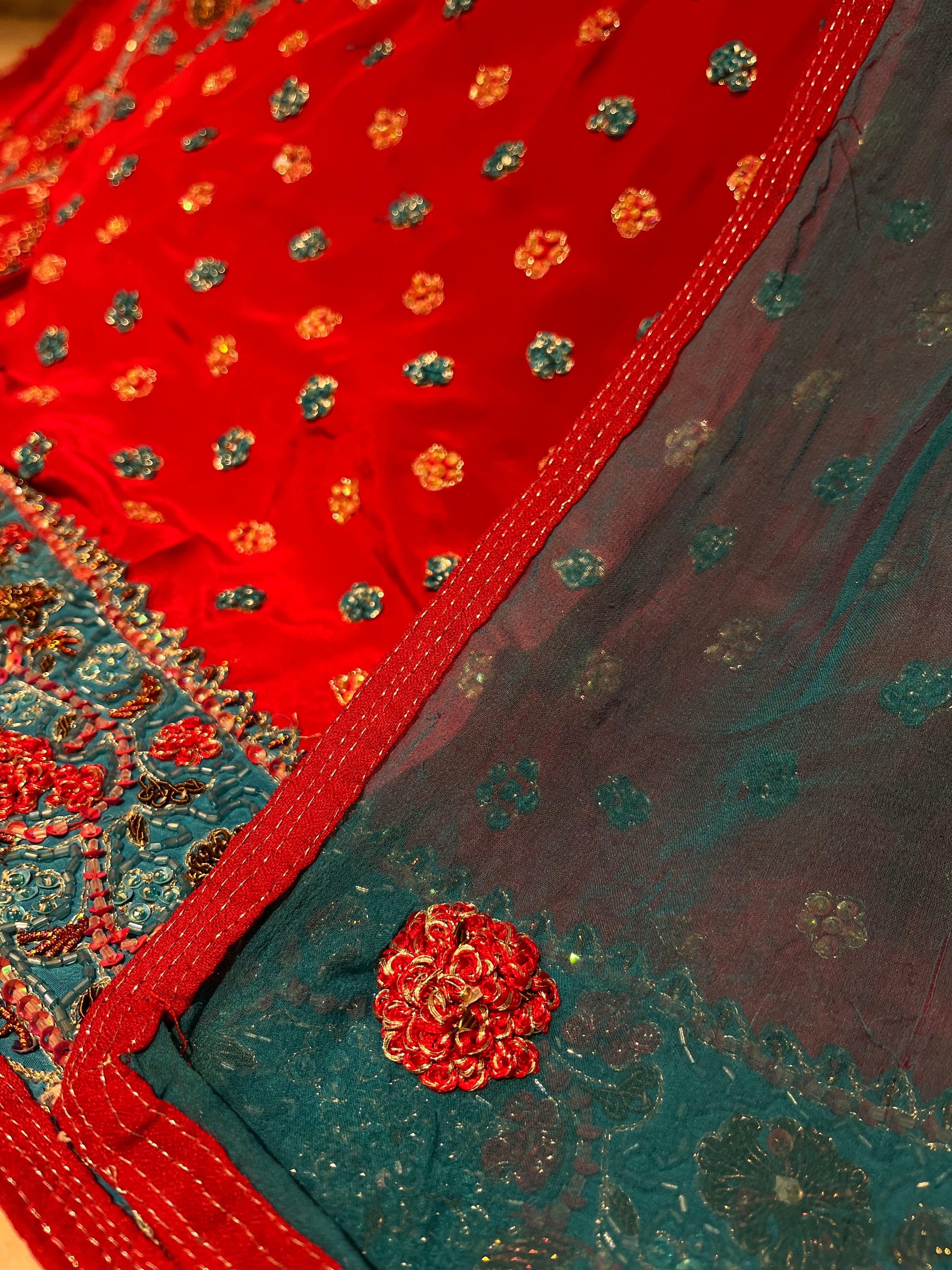 Flora In Red Lehenga Set