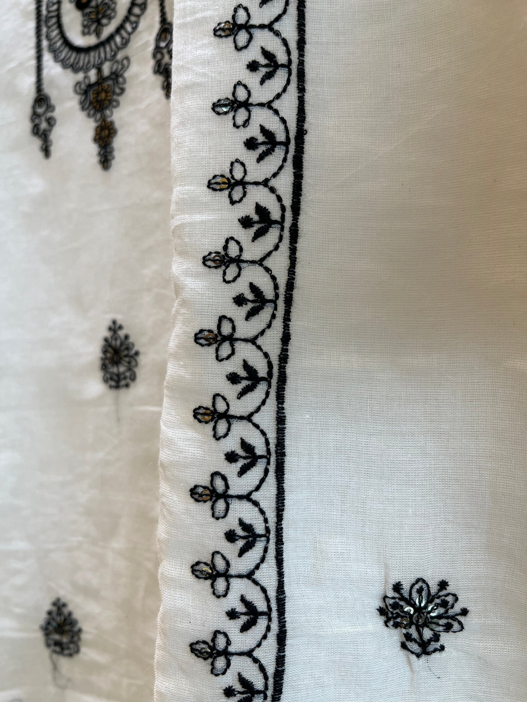 Cotton White Embroidery Suit set