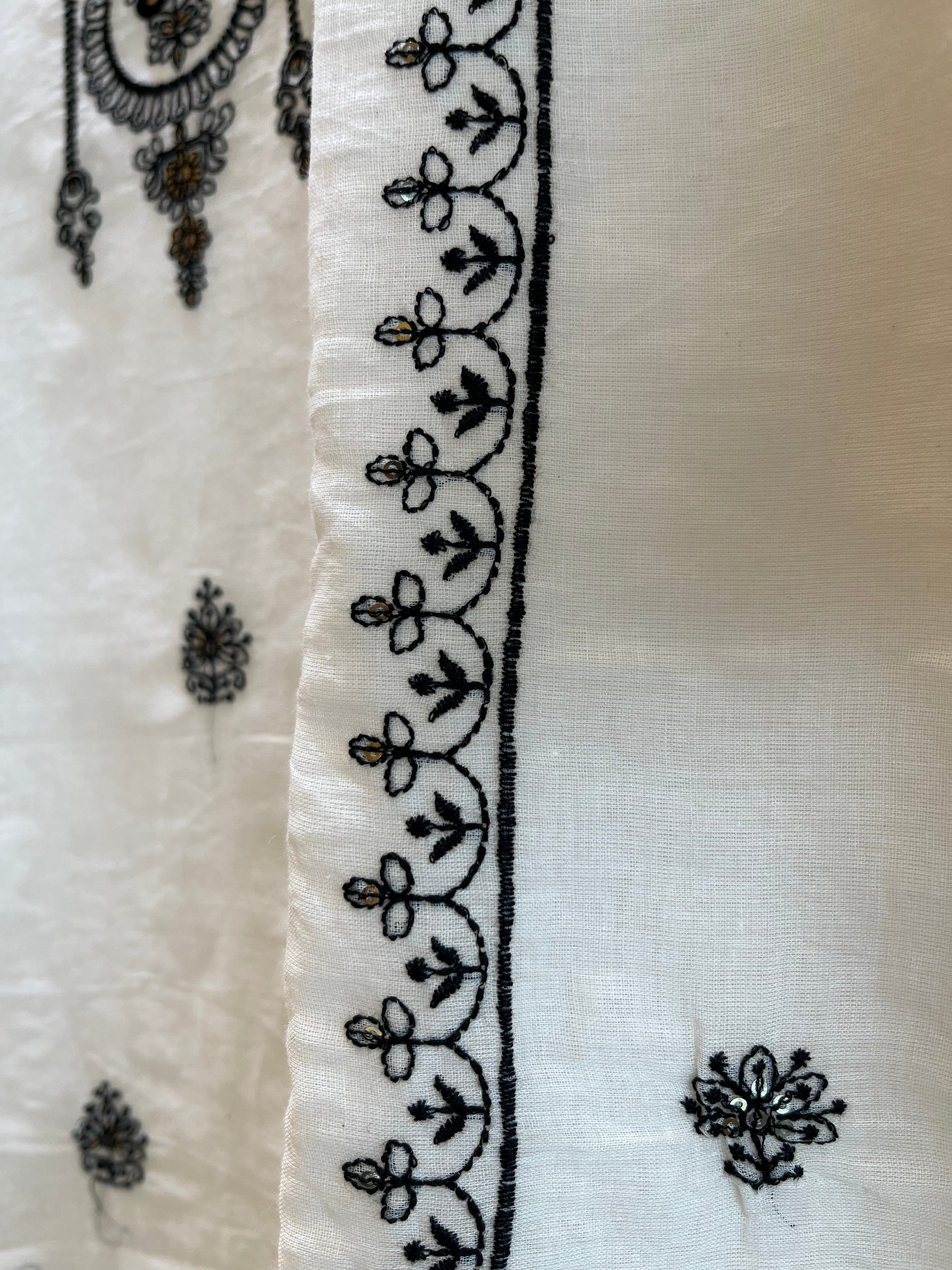 Cotton White Embroidery Suit set