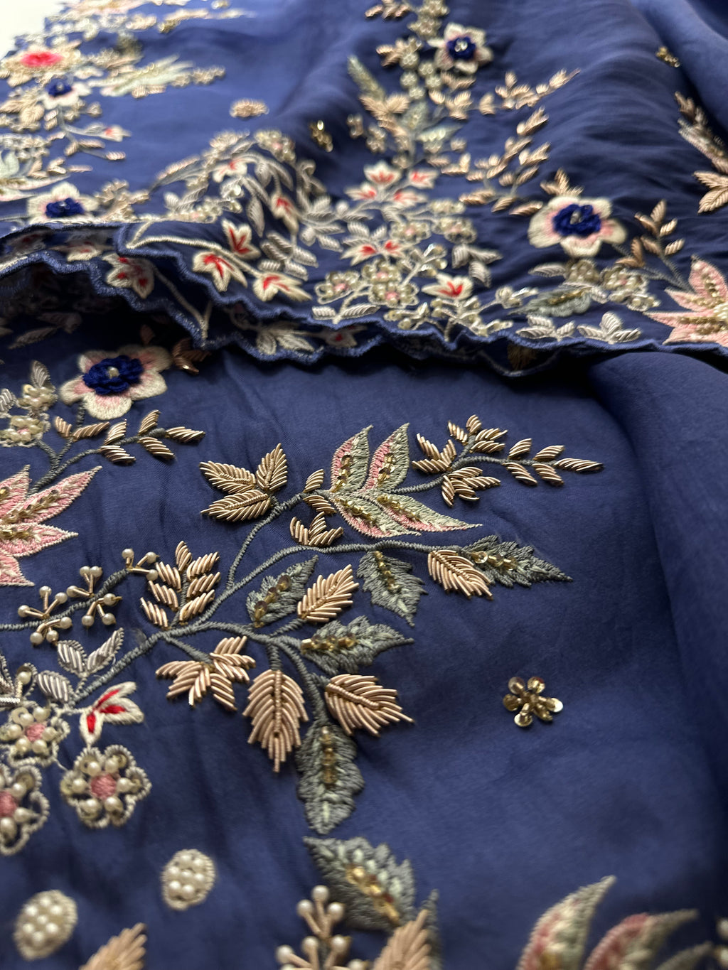 Ocean Blue Resham saree