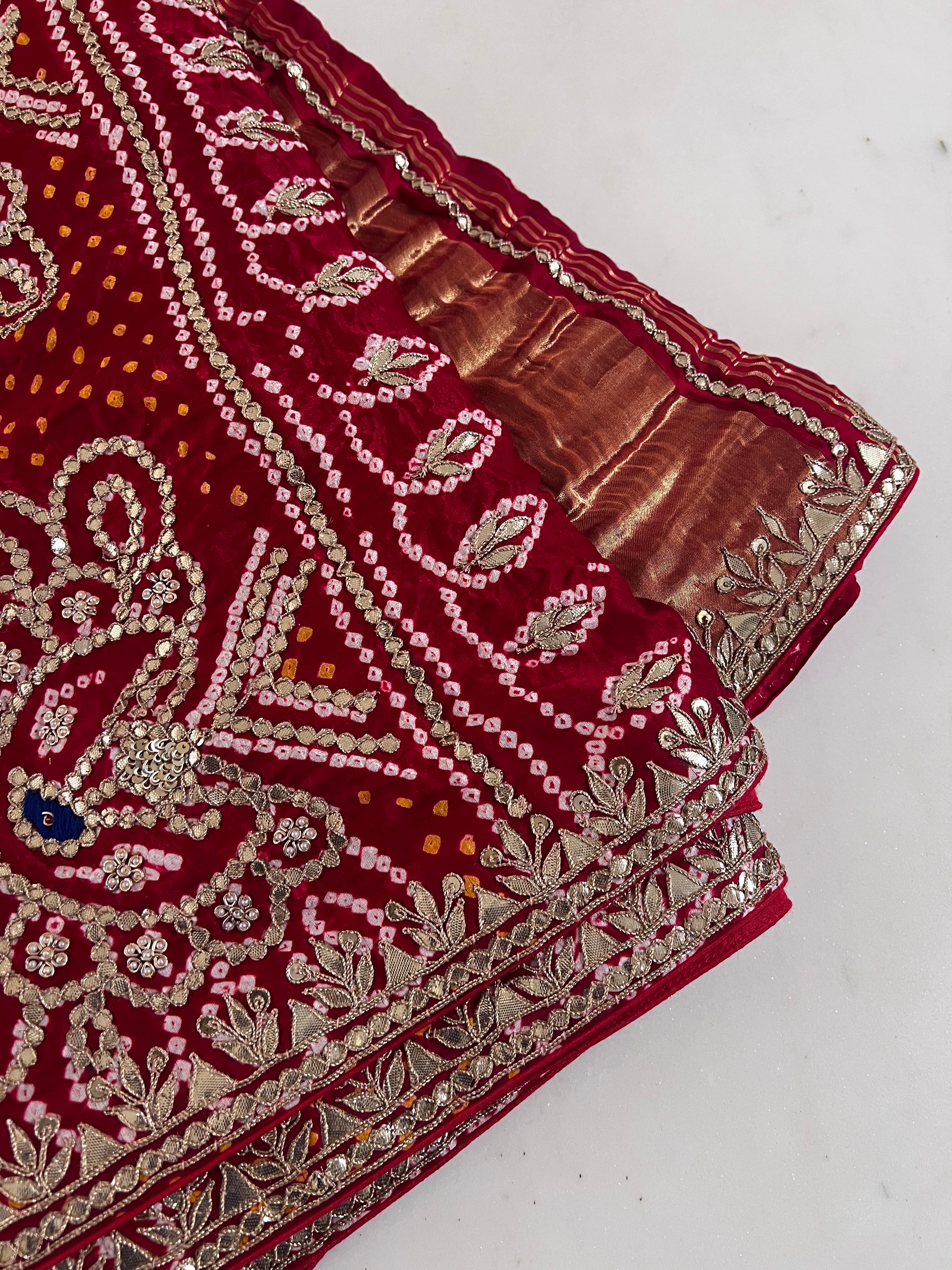 Paheli Bandhej Pure Gajji silk saree