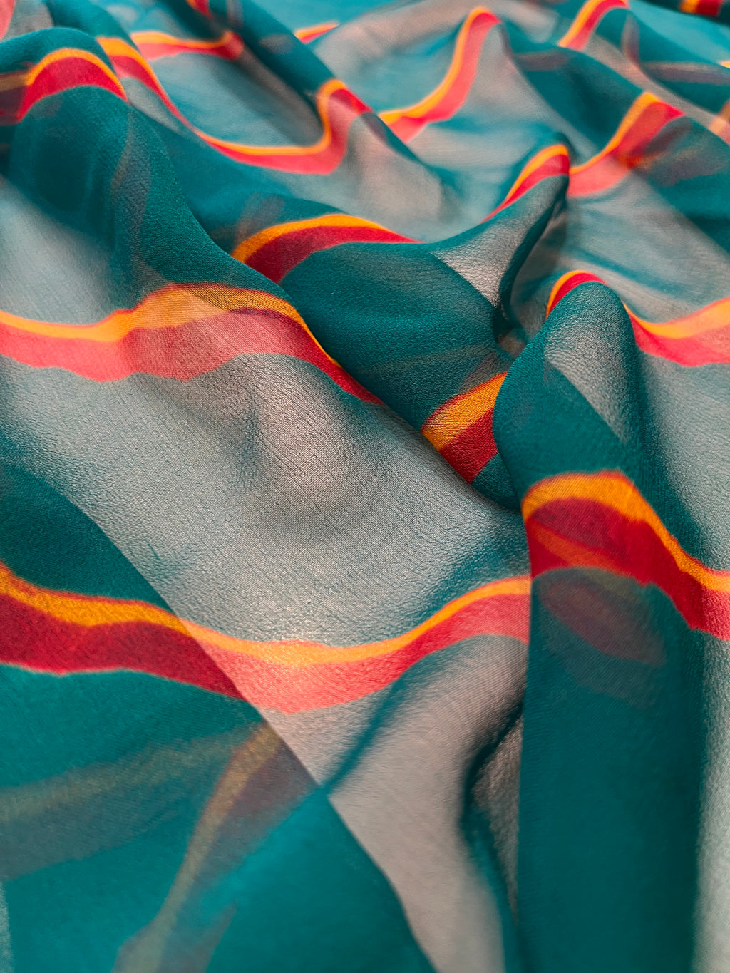 Rama Green pure chiffon leheriya saree