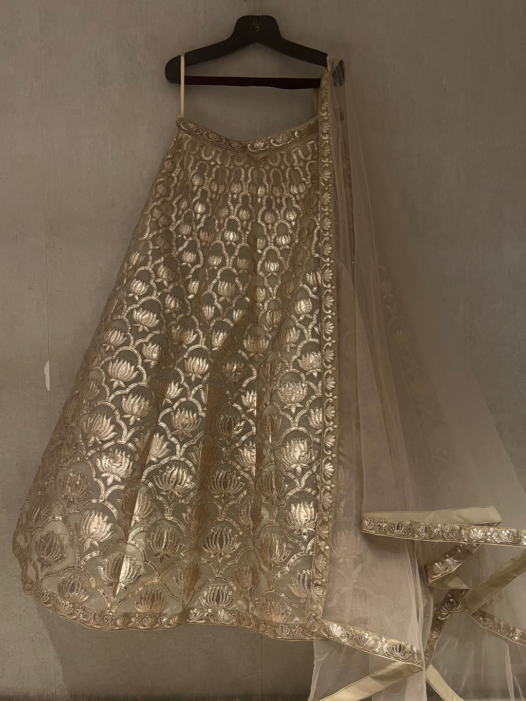 Golden Organza Lotus Lehenga Set