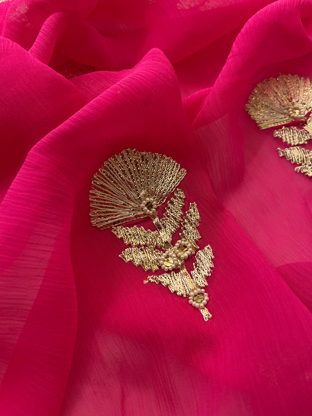 Hot Pink Georgette Saree