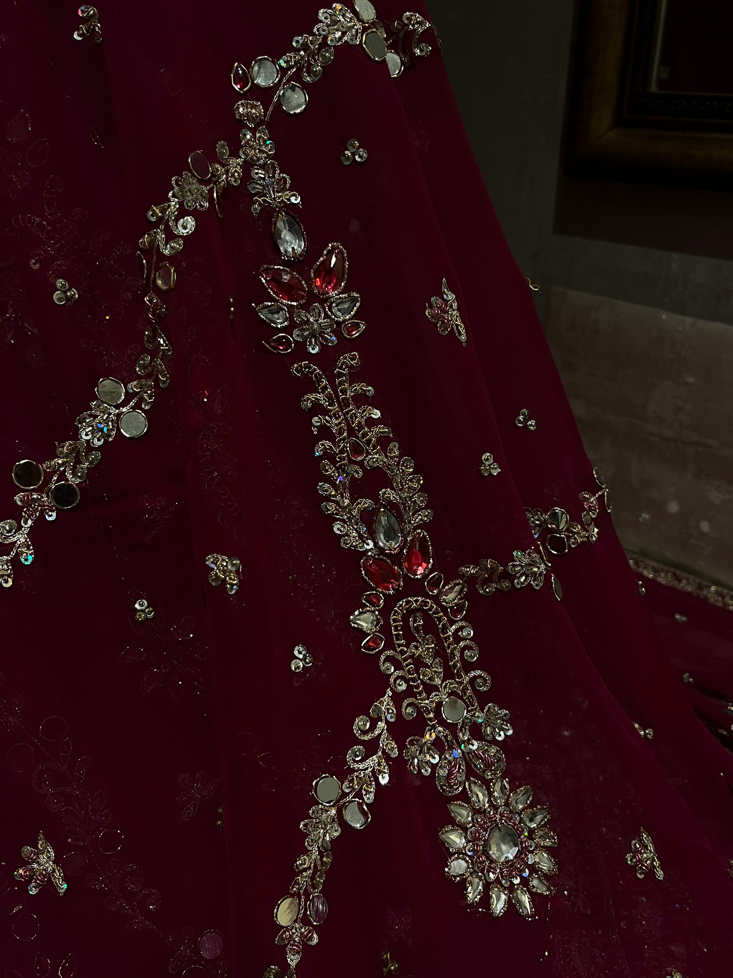 Magenta Zardozi Lehenga Set