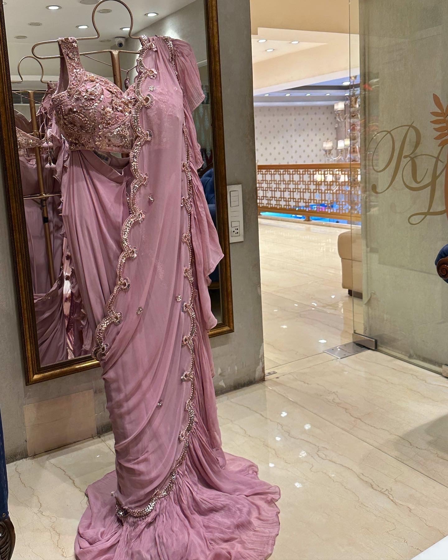 Dusty Pink Drape Saree