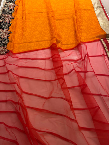 Tangerine Half-Half saree