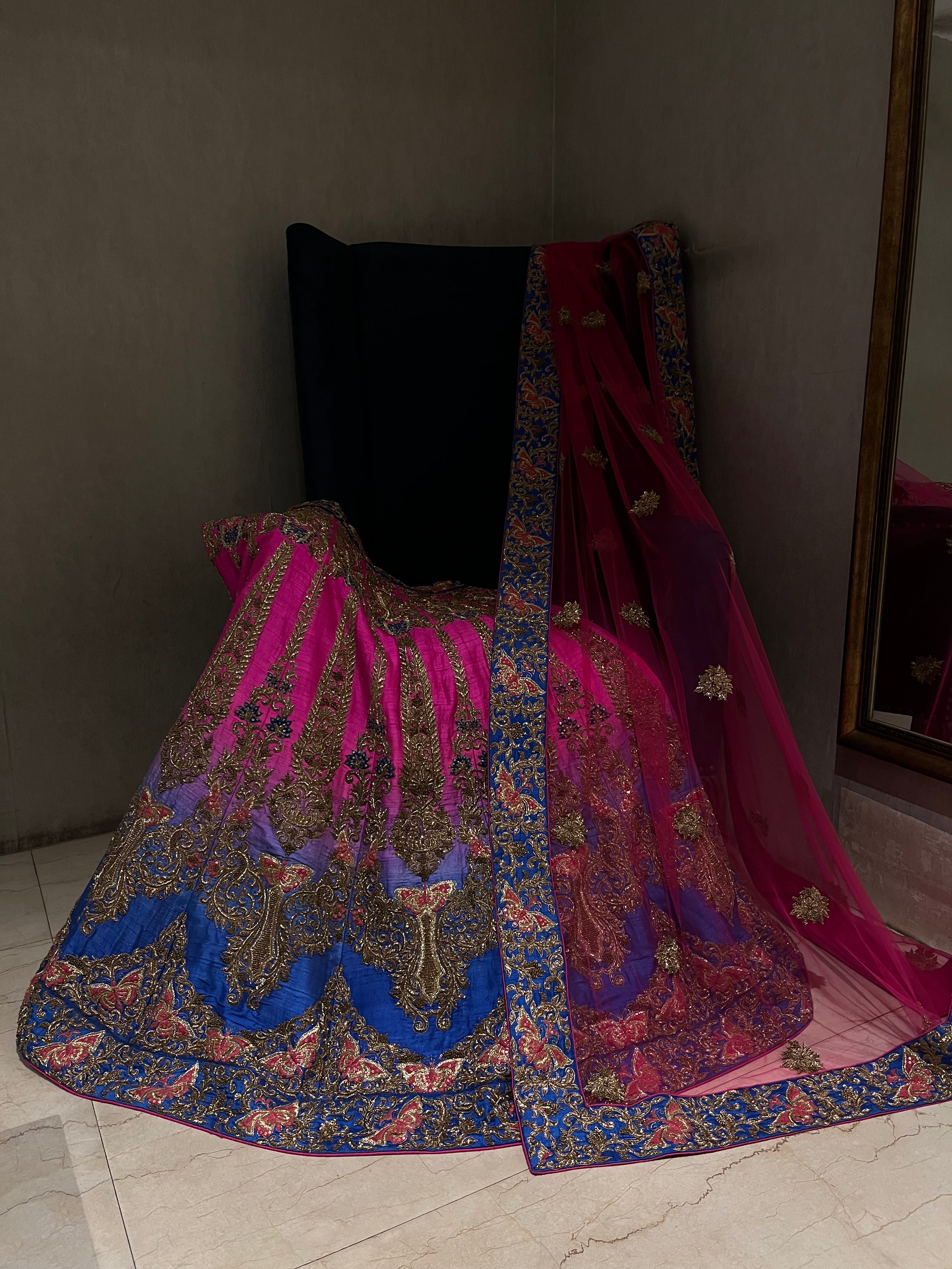 Pink Blue Ombré Lehenga Set