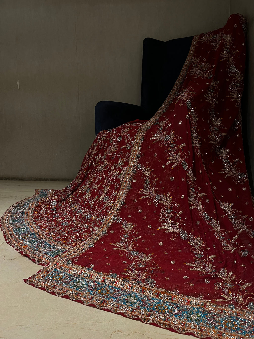 Beautiful Deep Red bridal lehenga set